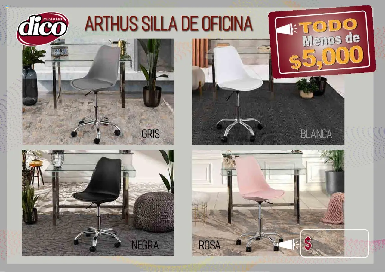 Nuevas ofertas de Muebles Dico válidas en toda la República Mexicana desde el 12.02.2025. ¡Encuentra las mejores ofertas en Muebles Dico catálogo Todo Menos! | Página: 66 | Productos: Silla