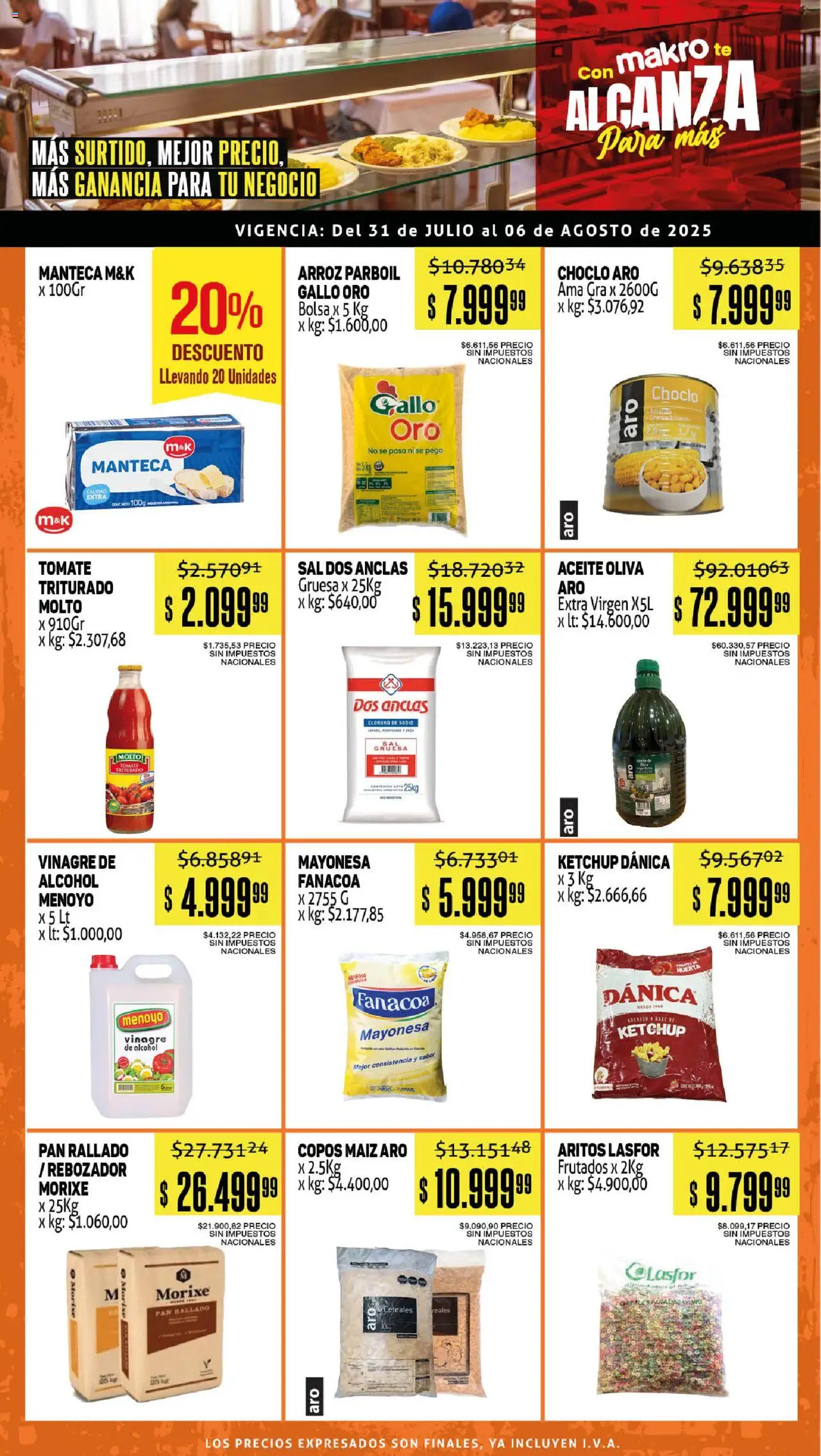 Makro ofertas Gastronómicas │ válido desde el 31.07.2025 | Página: 2 | Productos: Aceite, Mayonesa, Tomate, Pan