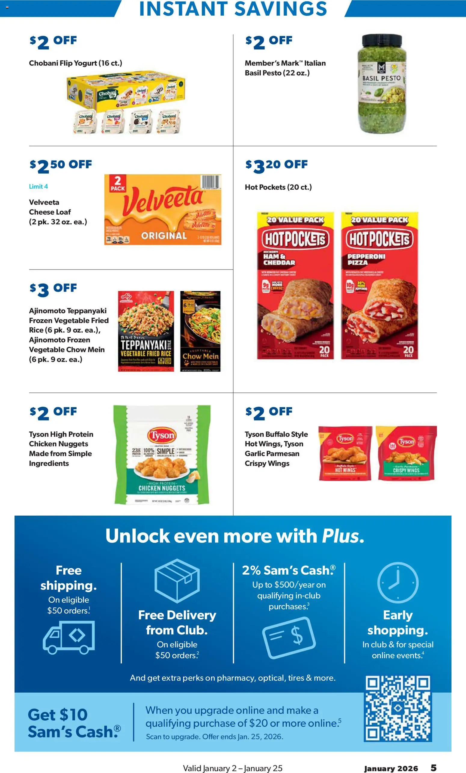 Sam's Club Instant Savings Book January - valid from 02.01.2026 | Page: 5 | Products: Cheese, Ham, Pizza, Rice