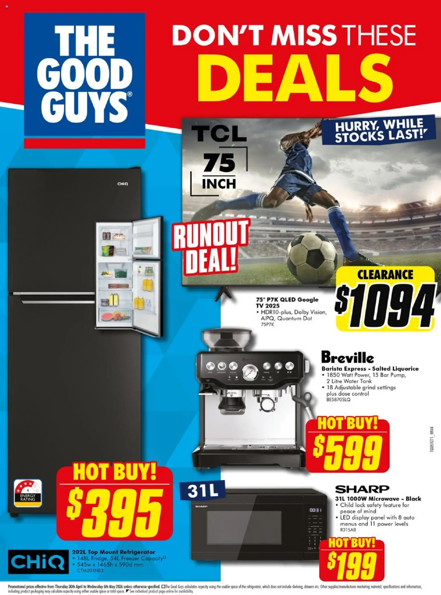 The Good Guys catalogue - valid from 29.04.2026 | Page: 16 | Products: Water, Tv, Freezer, Refrigerator