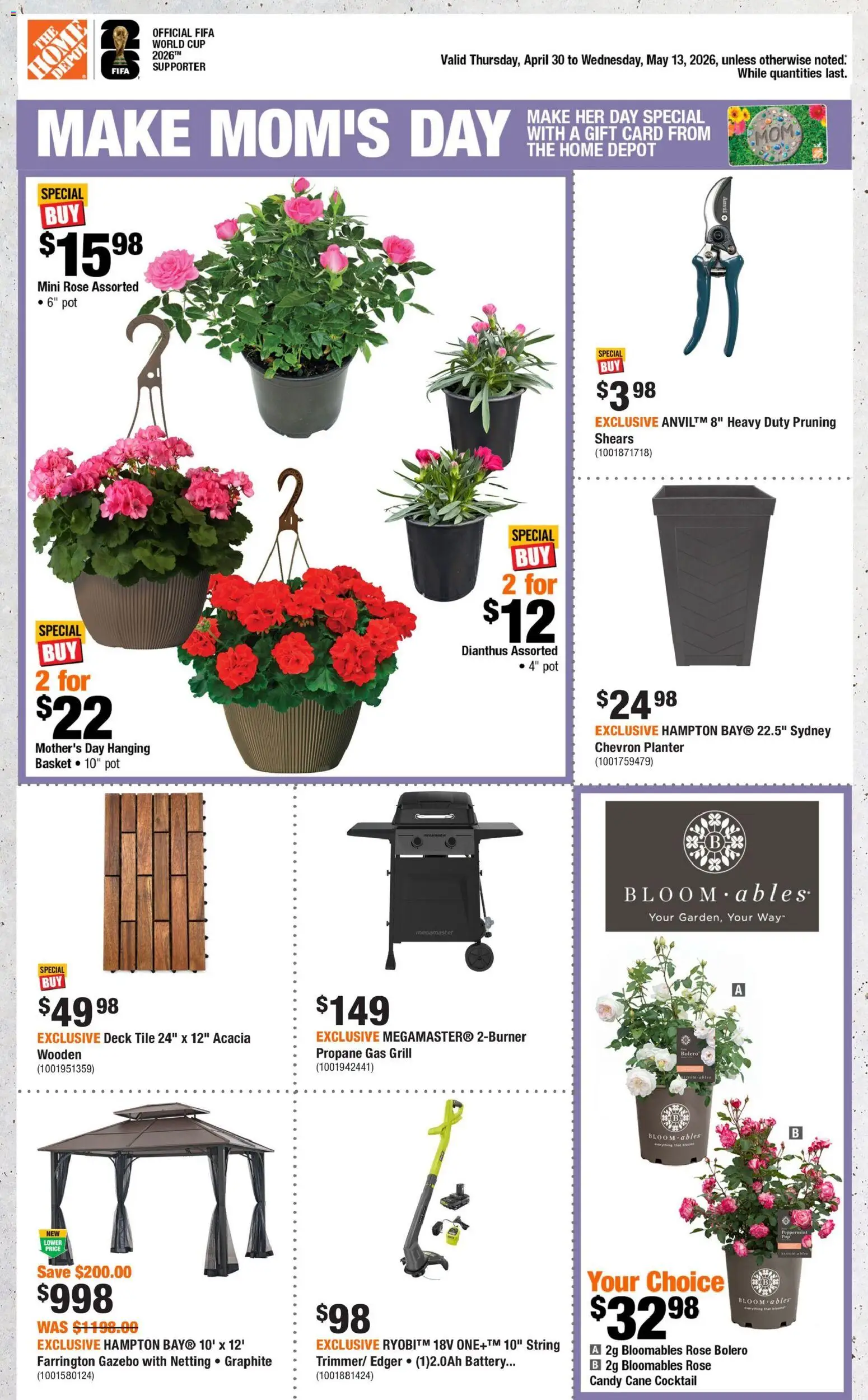 Home Depot flyer valid from 30.04.2026 | Page: 1 | Products: Grill, Battery
