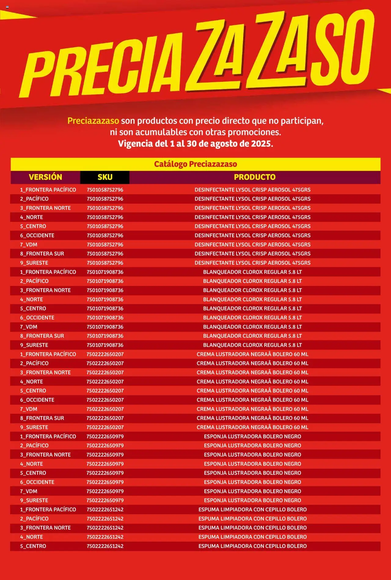 Nuevas ofertas de Soriana válidas en toda la República Mexicana desde el 01.08.2025. ¡Encuentra las mejores ofertas en Soriana - Catálogo Preciazazaso Mercado Nacional! | Página: 91 | Productos: Crema, Esponja, Espuma, Desinfectante