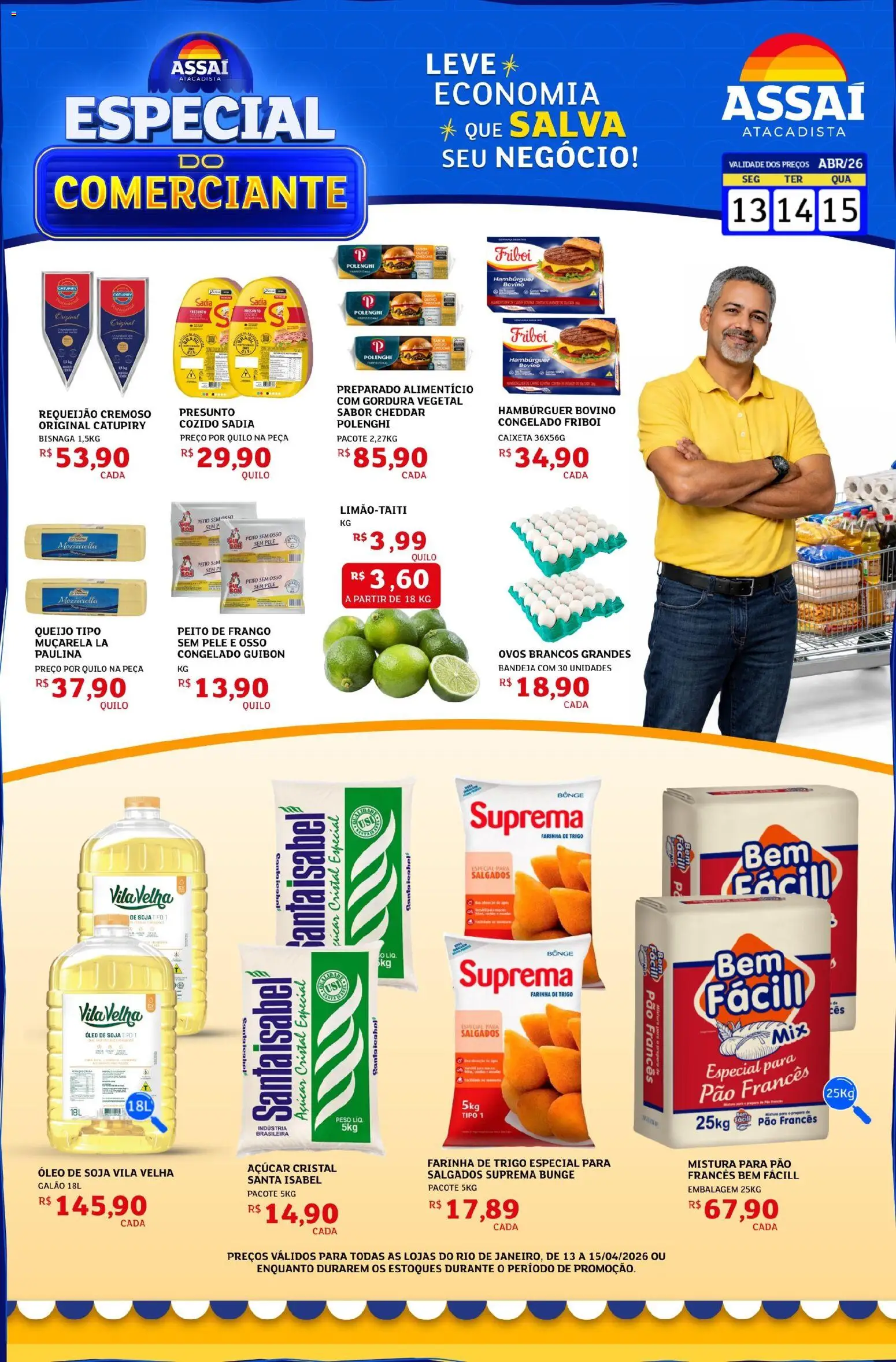 Assaí Atacadista Folheto - válido de 13.04.2026 | Página: 1 | Produtos: Óleo, Catupiry, Bandeja, Requeijão
