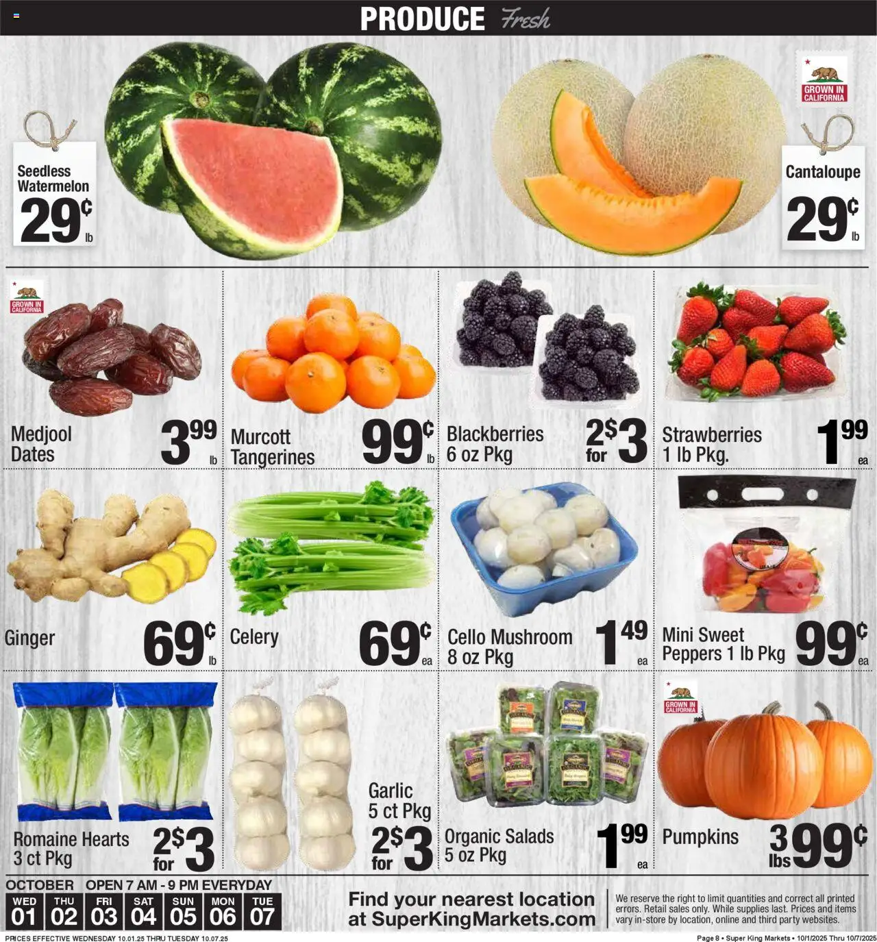 Super King - Weekly Ad - valid from 01.10.2025 | Page: 8 | Products: Romaine, Peppers, Strawberries, Watermelon