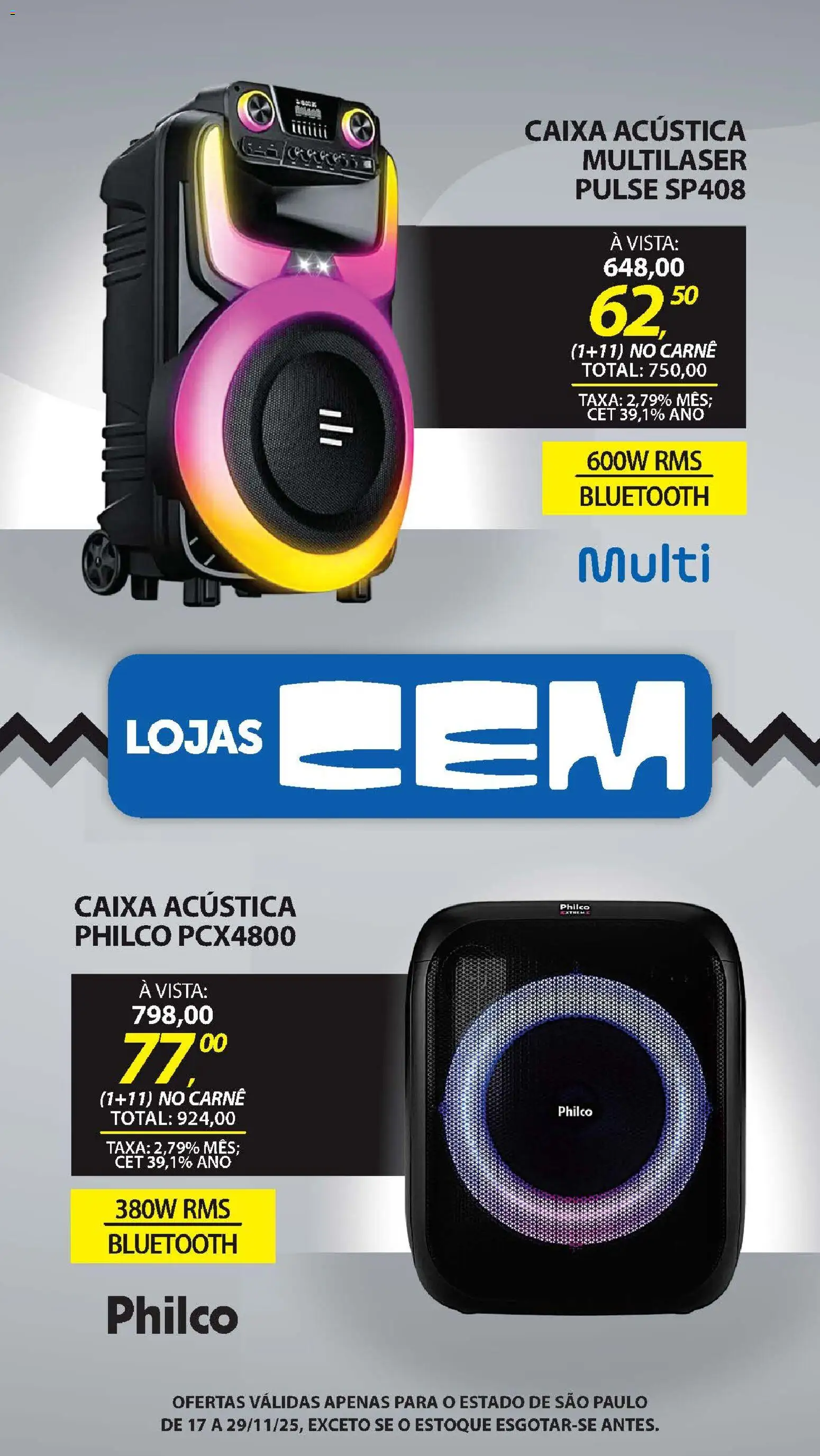 Lojas Cem Folheto - válido de 17.11.2025 | Página: 60 | Produtos: Caixa acústica, Caixa, Carne