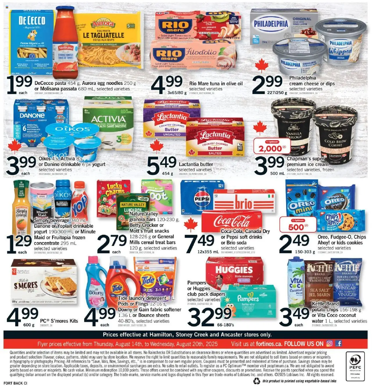 Fortinos flyer valid from 14.08.2025 | Page: 2 | Products: Chips, PC, Butter, Oil