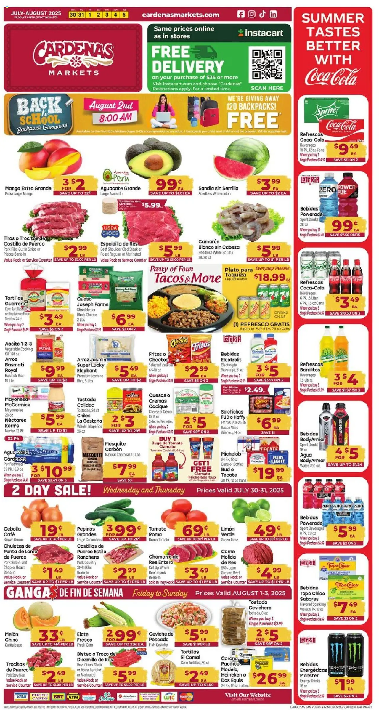Cardenas Weekly Ad - NV - valid from 30.07.2025 | Page: 1 | Products: Cucumbers, Avocado, Water, Phone