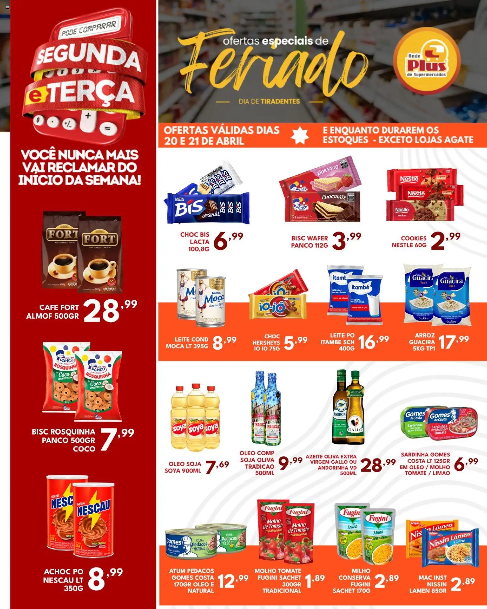 Rede Plus Supermercados Folheto - válido de 20.04.2026 | Página: 3 | Produtos: Leite, Óleo, Cookies, Soja