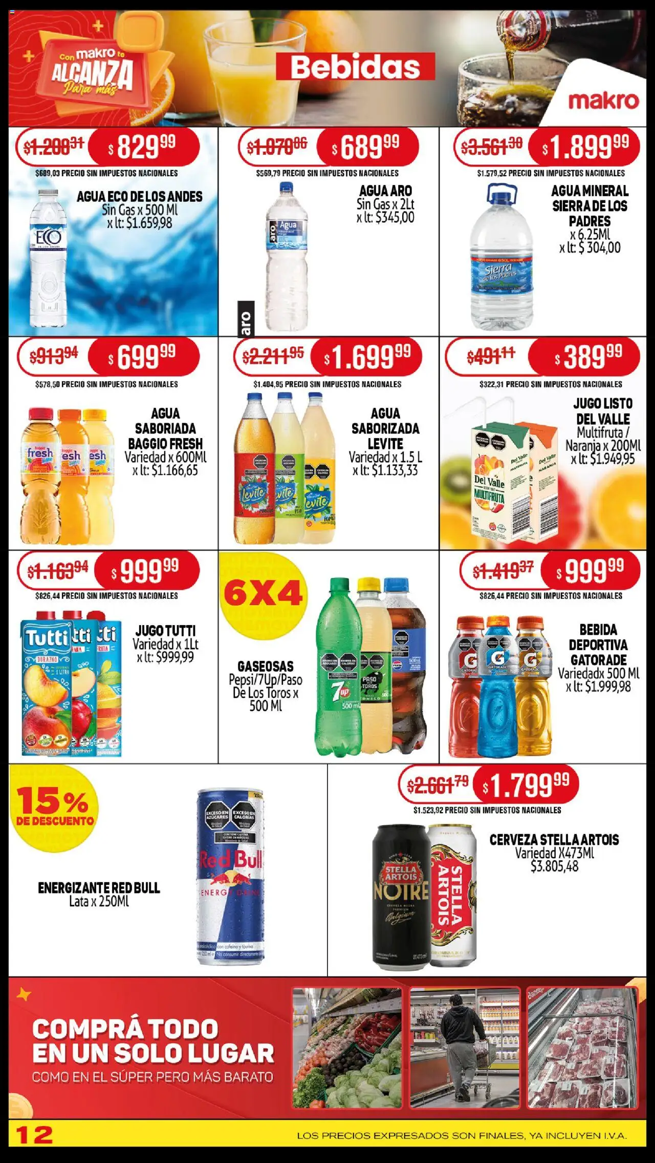 Makro ofertas │ válido desde el 16.10.2025 | Página: 12 | Productos: Durazno, Jugo, Cerveza, Té