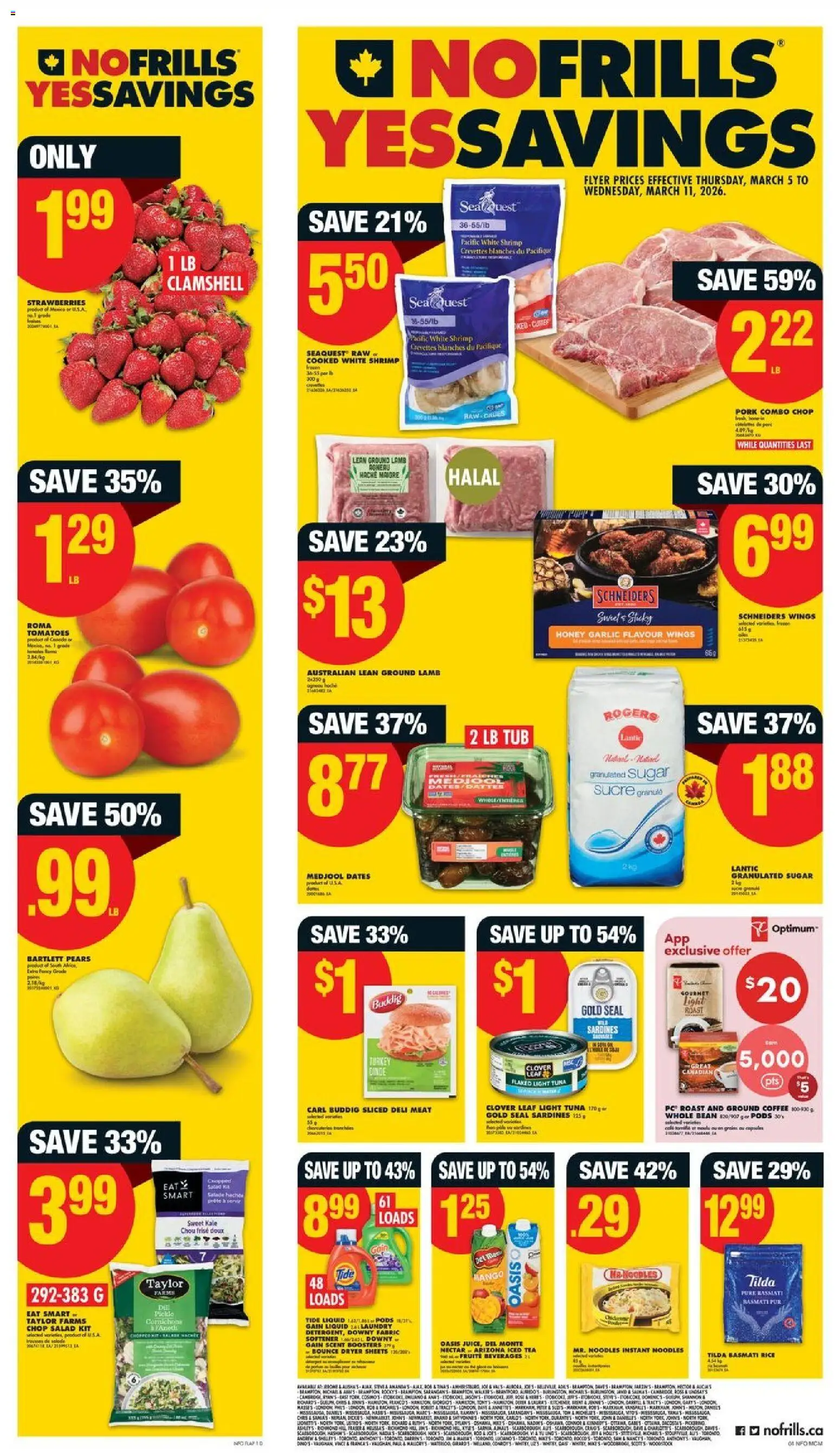 No Frills flyer valid from 05.03.2026 | Page: 1 | Products: Tea, Chicken, Pork, Tomatoes