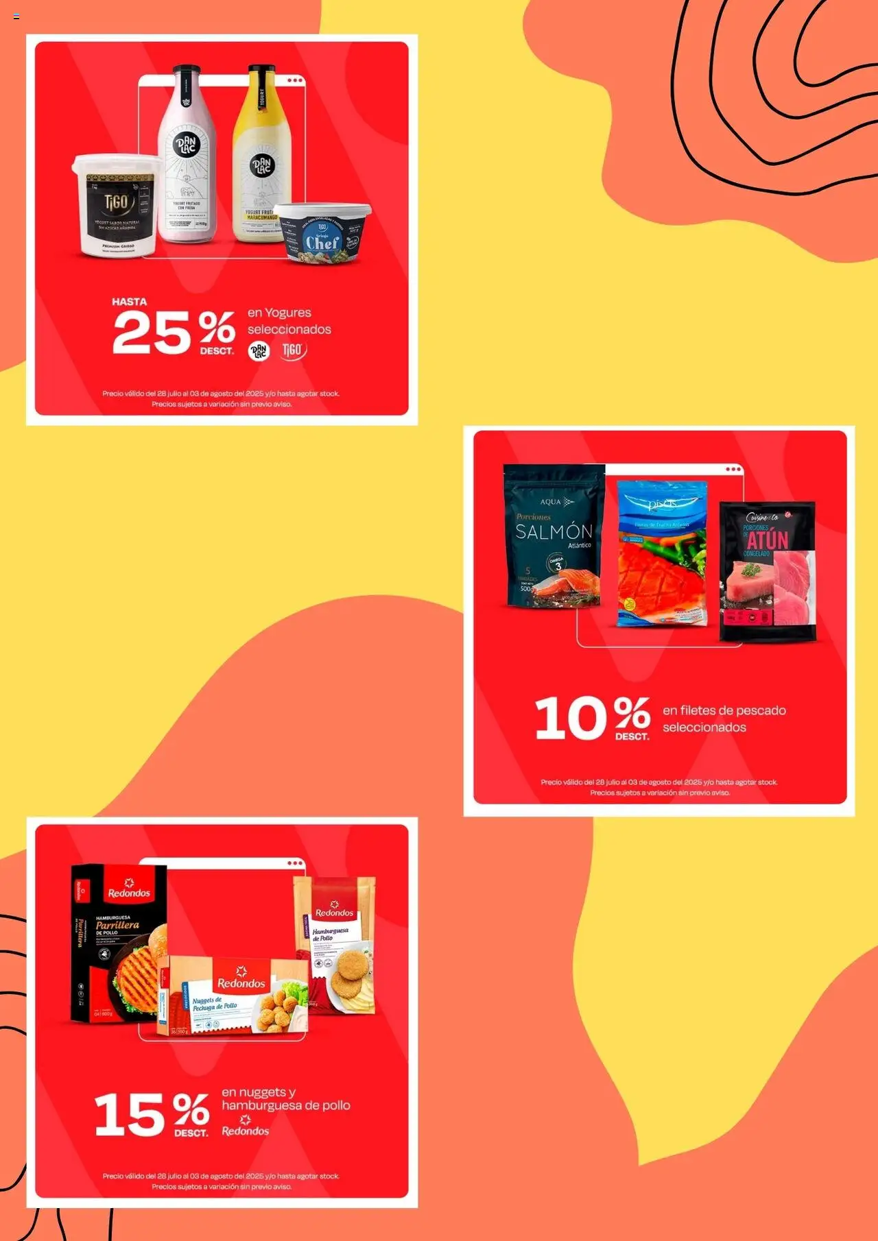 Catálogo Wong válido desde 28.07.2025 | Página: 3 | Productos: Yogurt, Pescado