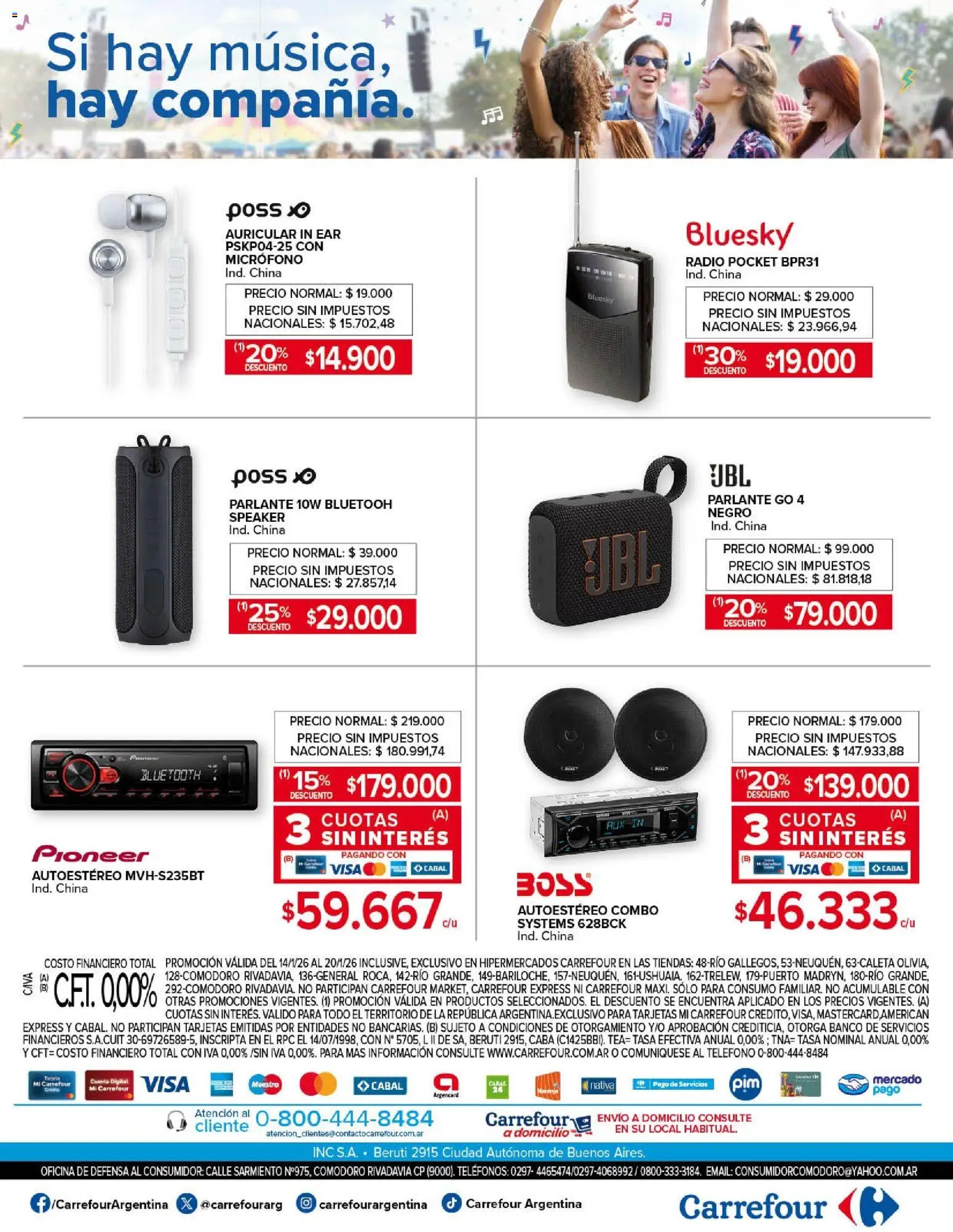 Carrefour - Especial Sonido │ válido desde el 14.01.2026 | Página: 4 | Productos: Radio, Micrófono, Banco, Parlante