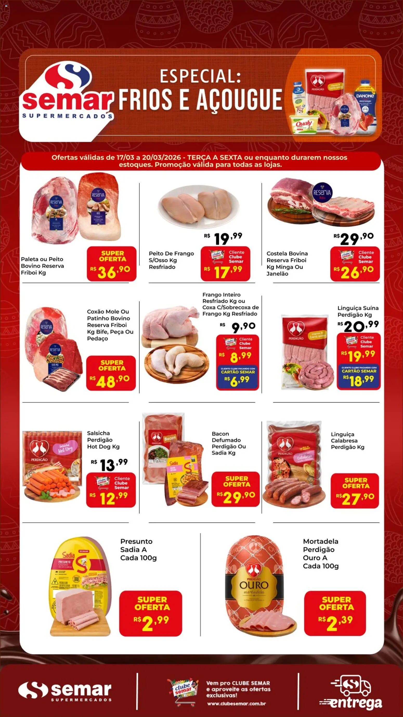 Semar Supermercado Folheto - válido de 17.03.2026 | Página: 2 | Produtos: Presunto, Mortadela, Frango, Peito de frango