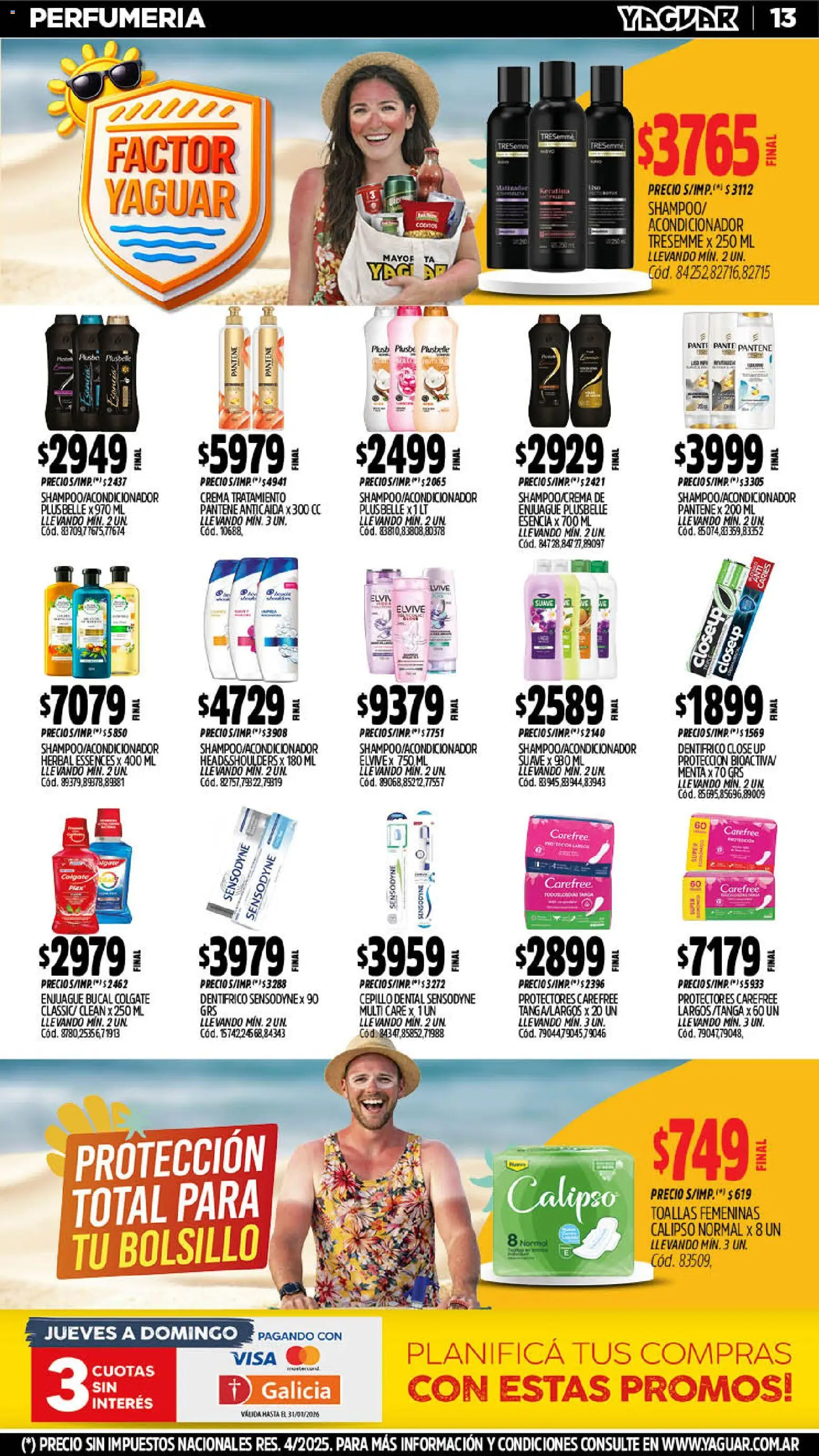 Yaguar - Oferta Semanal Santa Fé │ válido desde el 19.01.2026 | Página: 13 | Productos: Toallas, Cepillo, Enjuague bucal, Crema