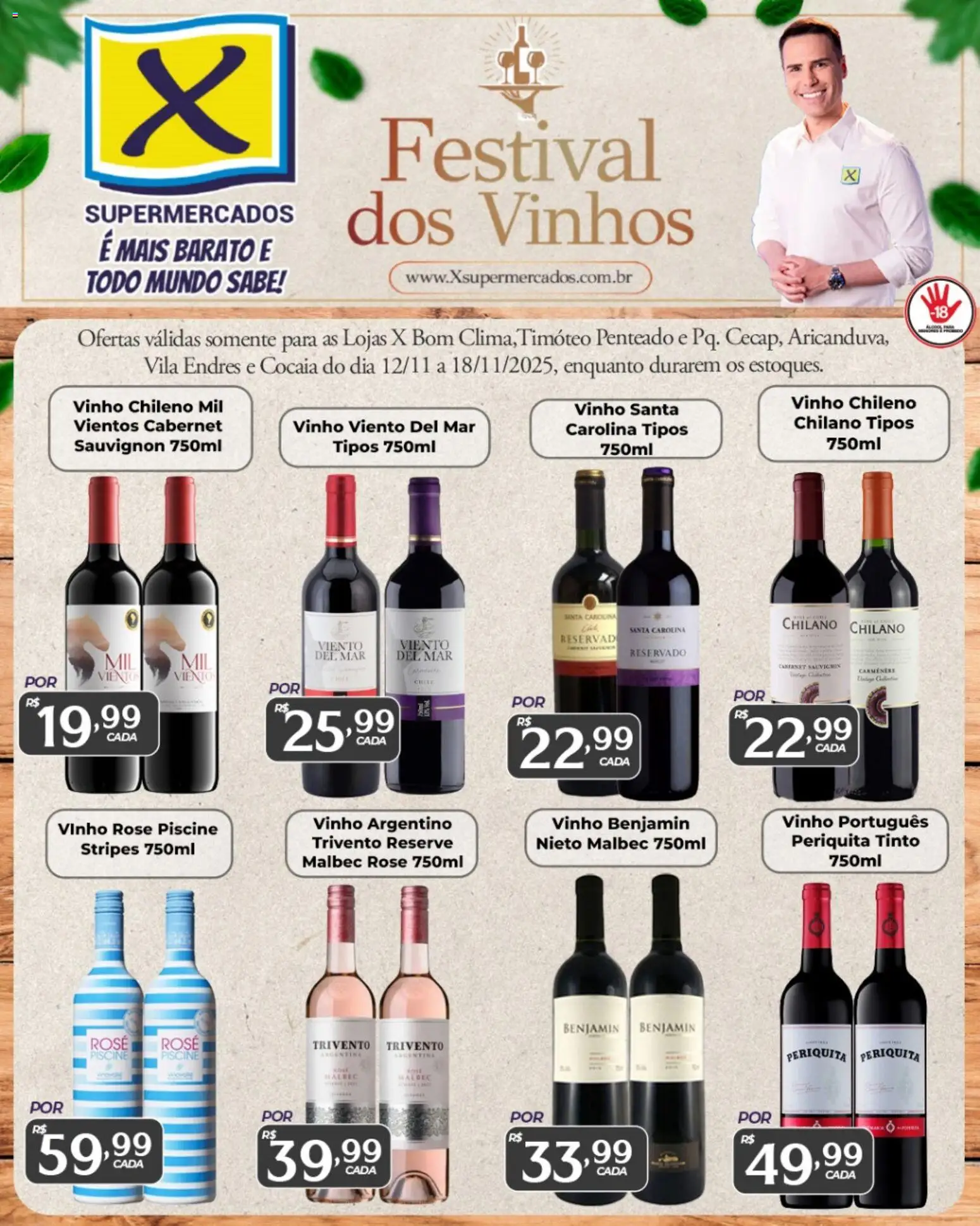X Supermercados Folheto - válido de 12.11.2025 | Página: 1 | Produtos: Vinho santa carolina, Vinho, Benjamin
