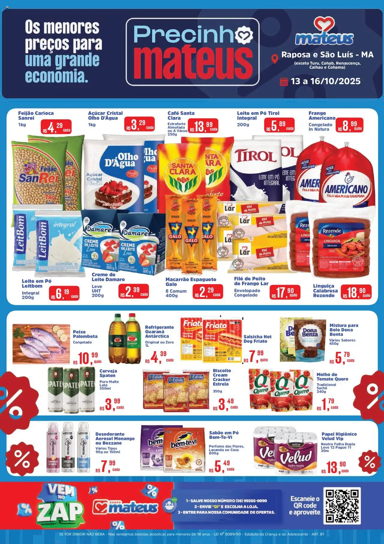 Mateus Folheto - válido de 13.10.2025 | Página: 1 | Produtos: Sabão em pó, Almofada, Peixe, Macarrão