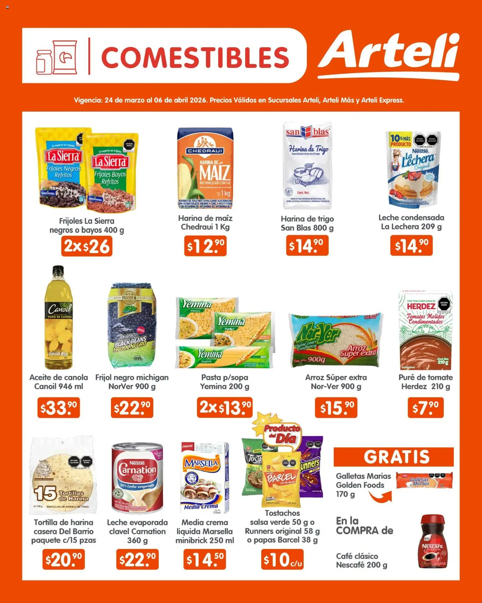 Nuevas ofertas de Arteli válidas en toda la República Mexicana desde el 24.03.2026. ¡Encuentra las mejores ofertas en Arteli folleto Quincenal! | Página: 5 | Productos: Maíz, Leche, Pasta, Sierra