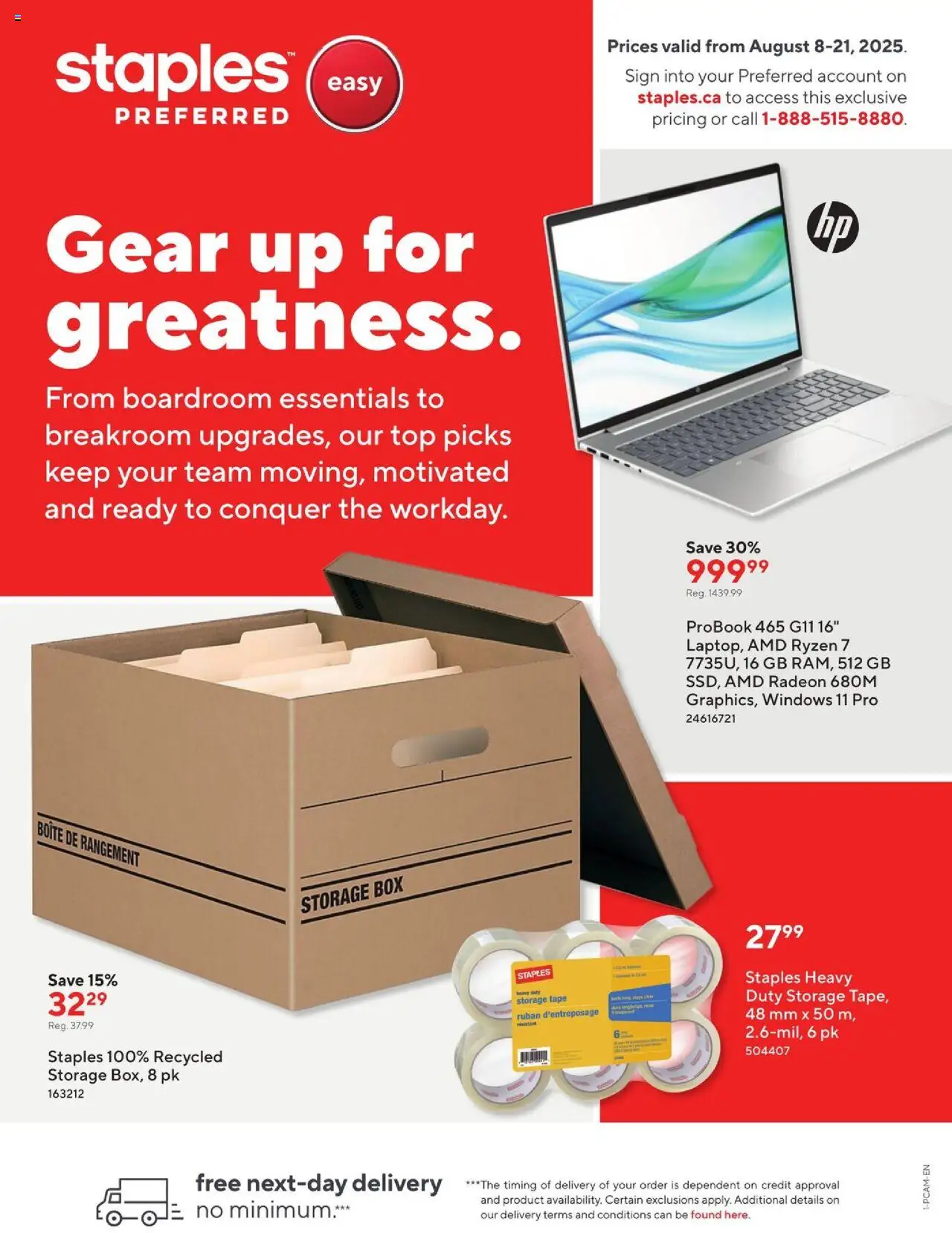Staples flyer valid from 08.08.2025 | Page: 1 | Products: Box