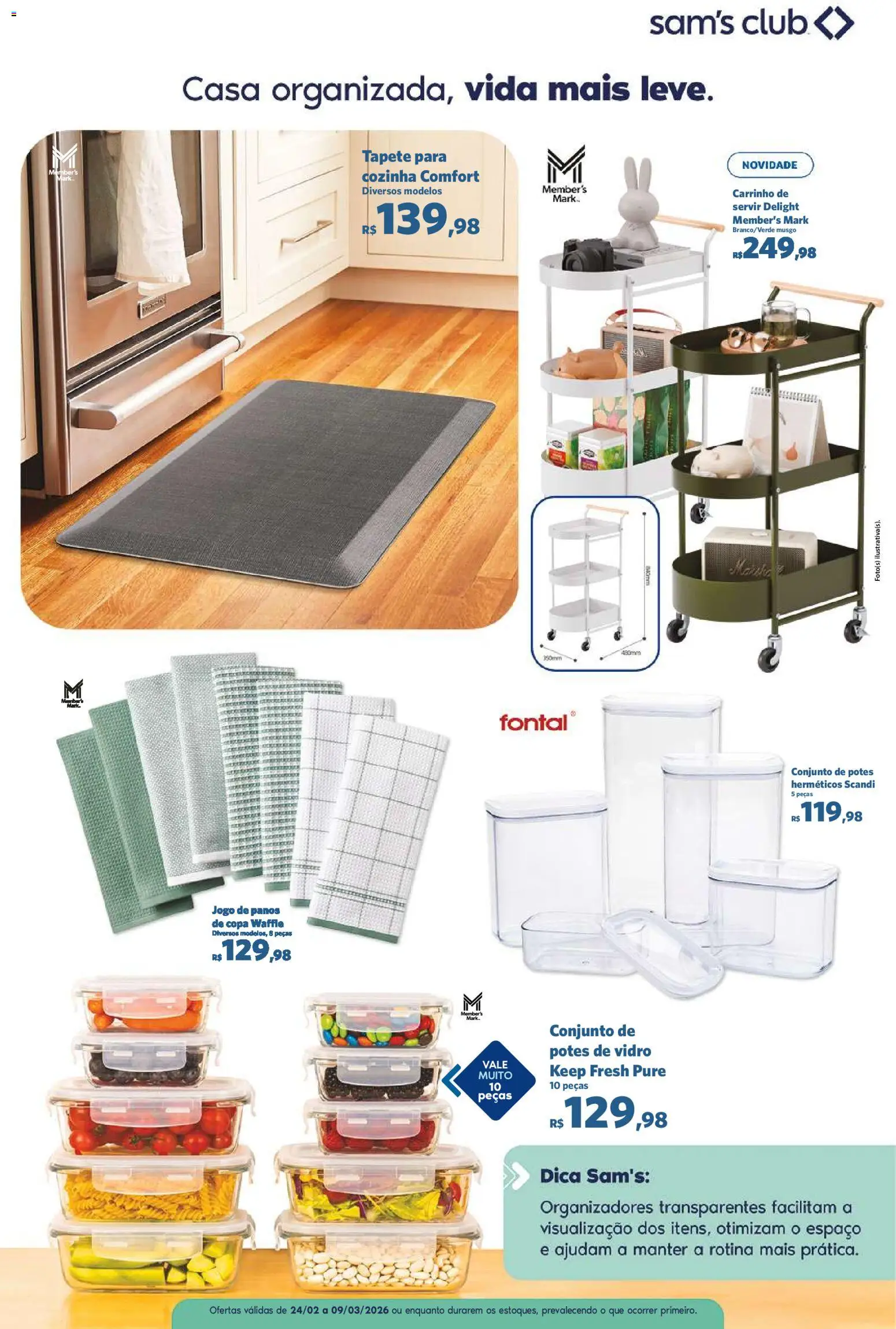 Sam's Club Folheto - válido de 24.02.2026 | Página: 8 | Produtos: Tapete, Carrinho, Copa, Potes