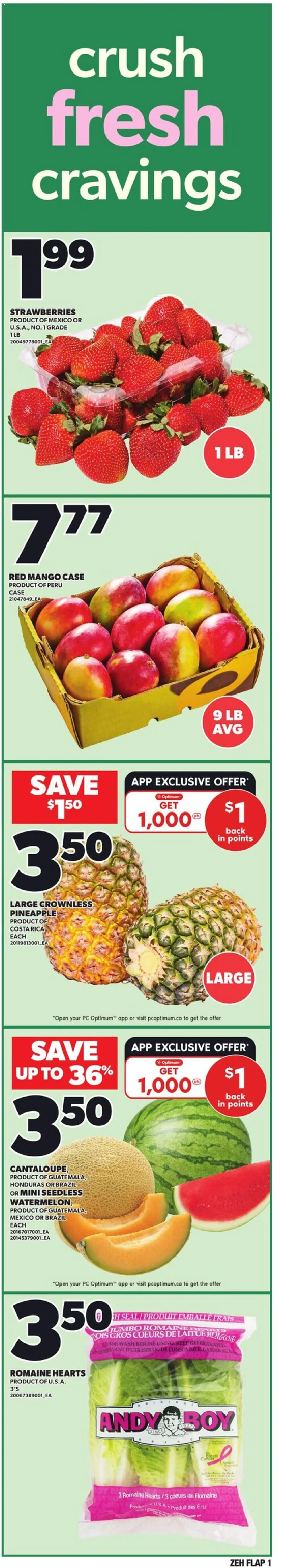 Zehrs flyer valid from 26.02.2026 | Page: 1 | Products: Pineapple, Strawberries, PC, Case