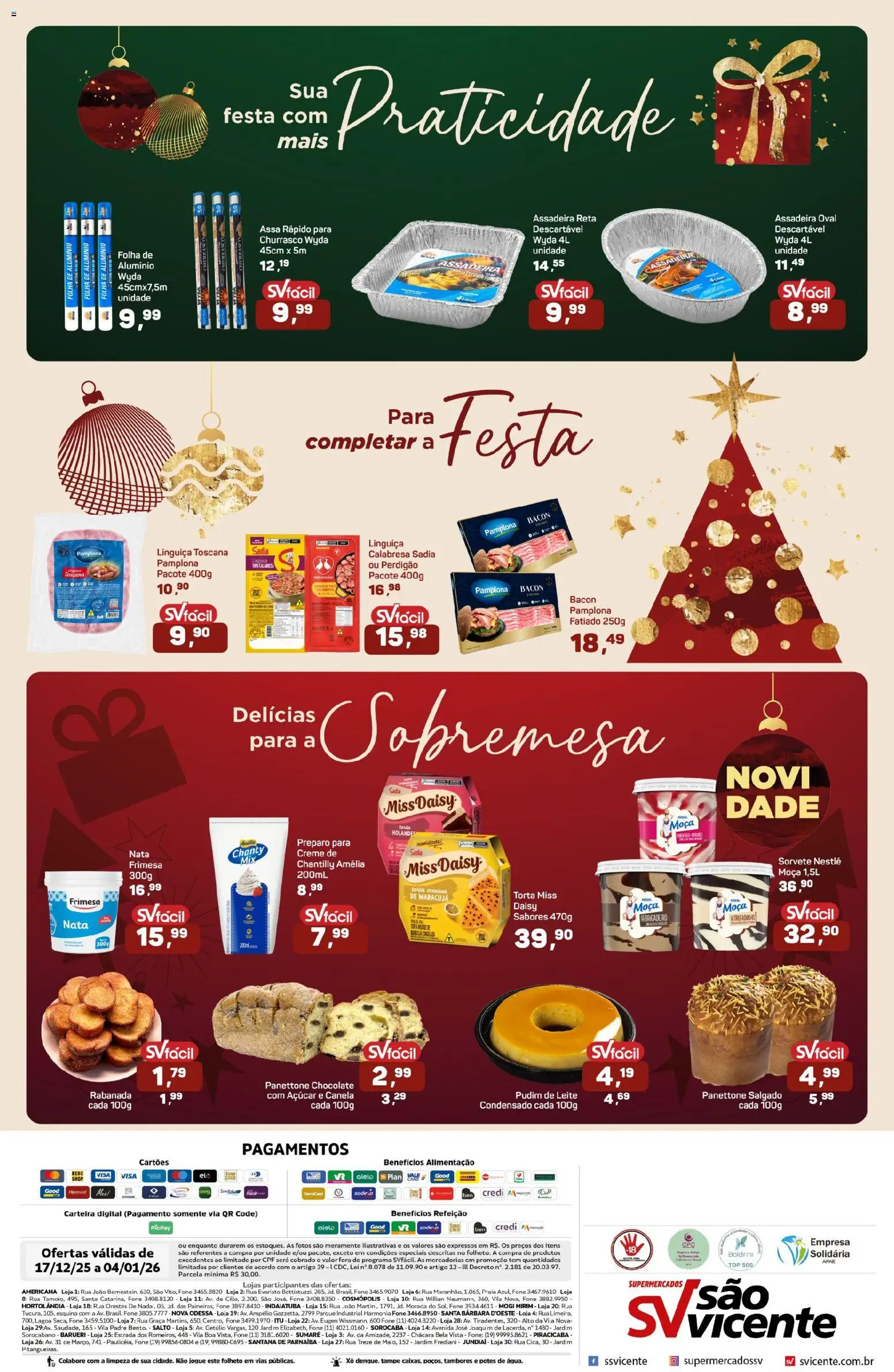 Supermercados São Vicente Folheto - válido de 17.12.2025 | Página: 8 | Produtos: Panettone, Leite, Açúcar, Carteira