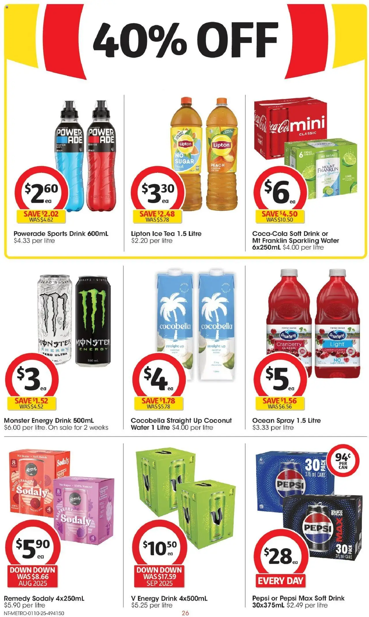 Coles catalogue - valid from 01.10.2025 | Page: 26 | Products: Tea, Water, Sugar, Pepsi Max