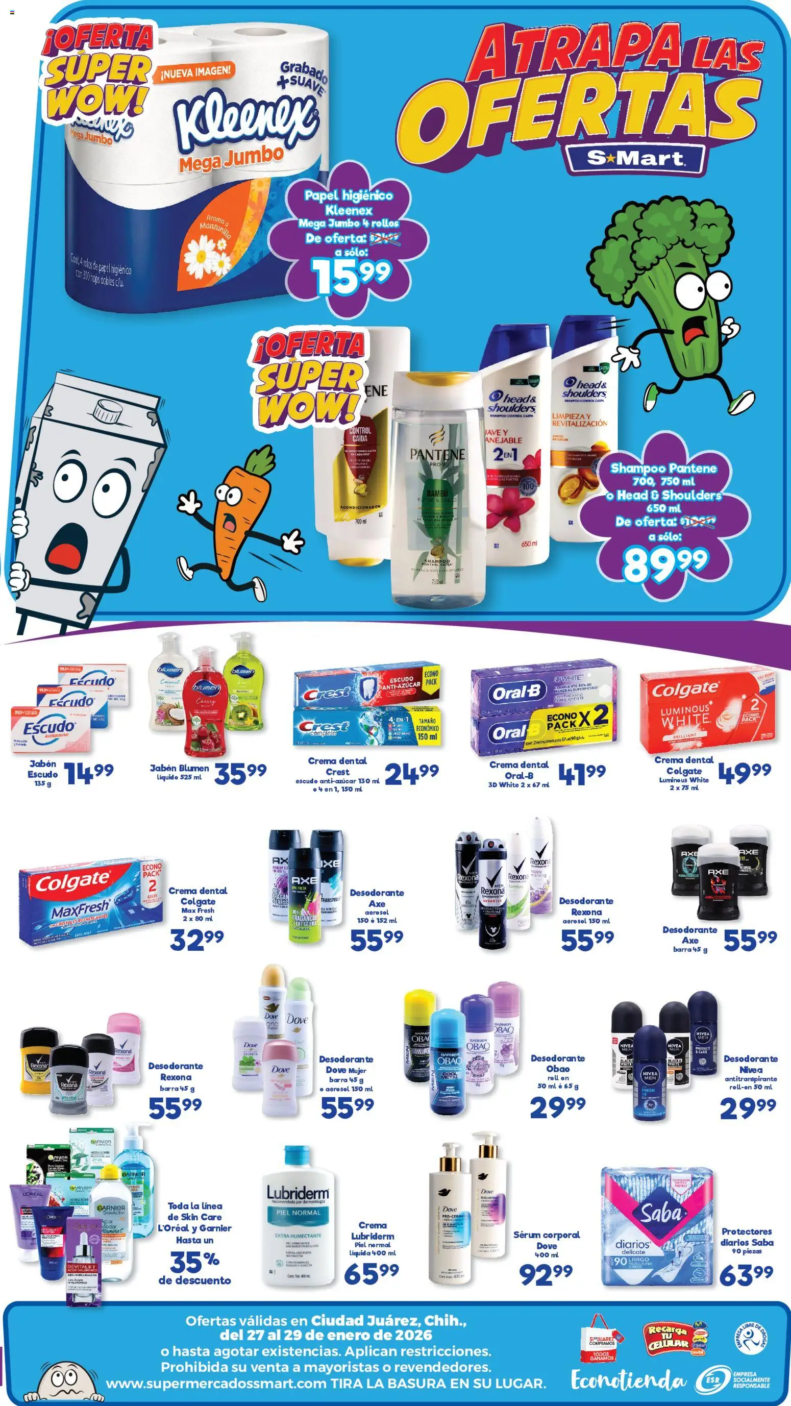 Nuevas ofertas de S-Mart válidas en toda la República Mexicana desde el 27.01.2026. ¡Encuentra las mejores ofertas en S-Mart folleto Ofertas de Feria Juárez! | Página: 2 | Productos: Desodorante, Barra, Body, Jabón