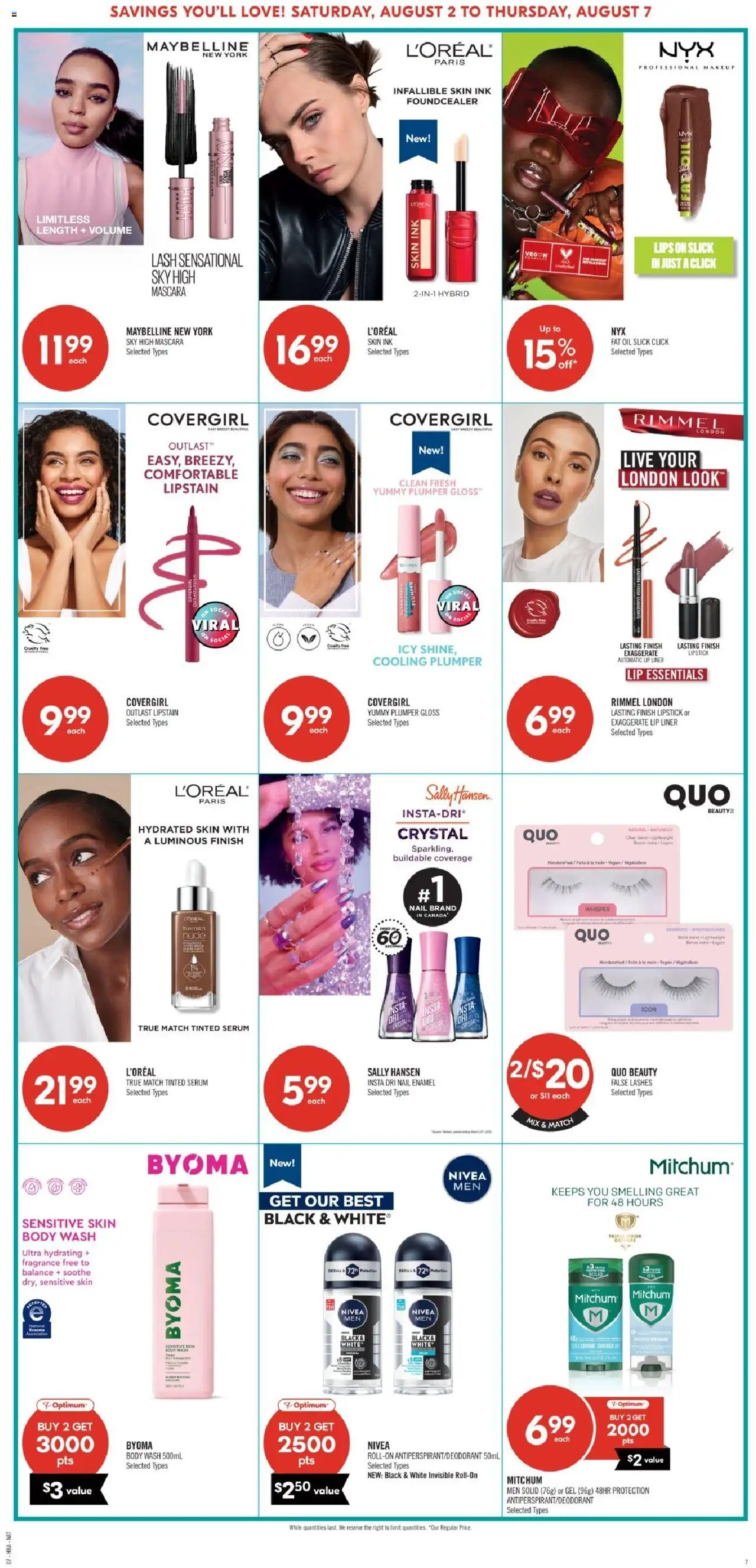 Shoppers flyer valid from 02.08.2025 | Page: 11 | Products: Fragrance, Mascara, Body wash, Oil