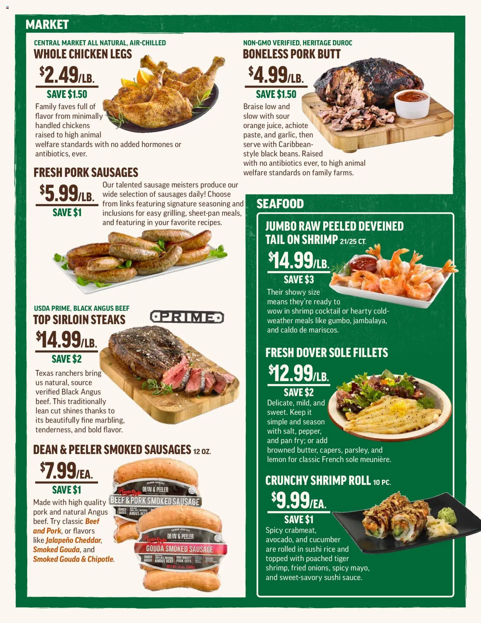 Central Market Weekly Ad - valid from 18.02.2026 | Page: 3 | Products: Pork, Beef, Seafood, Sausage