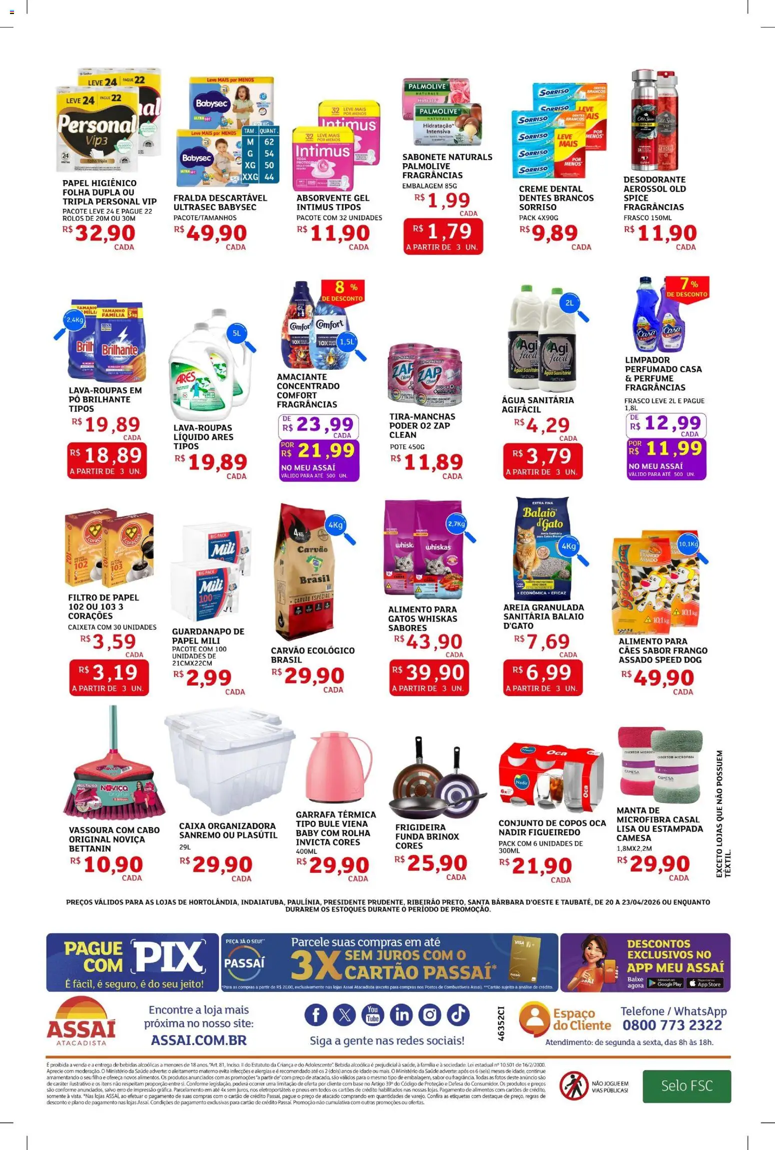 Assaí Atacadista Folheto - válido de 20.04.2026 | Página: 4 | Produtos: Perfume, Caixa, Água sanitária, Guardanapo