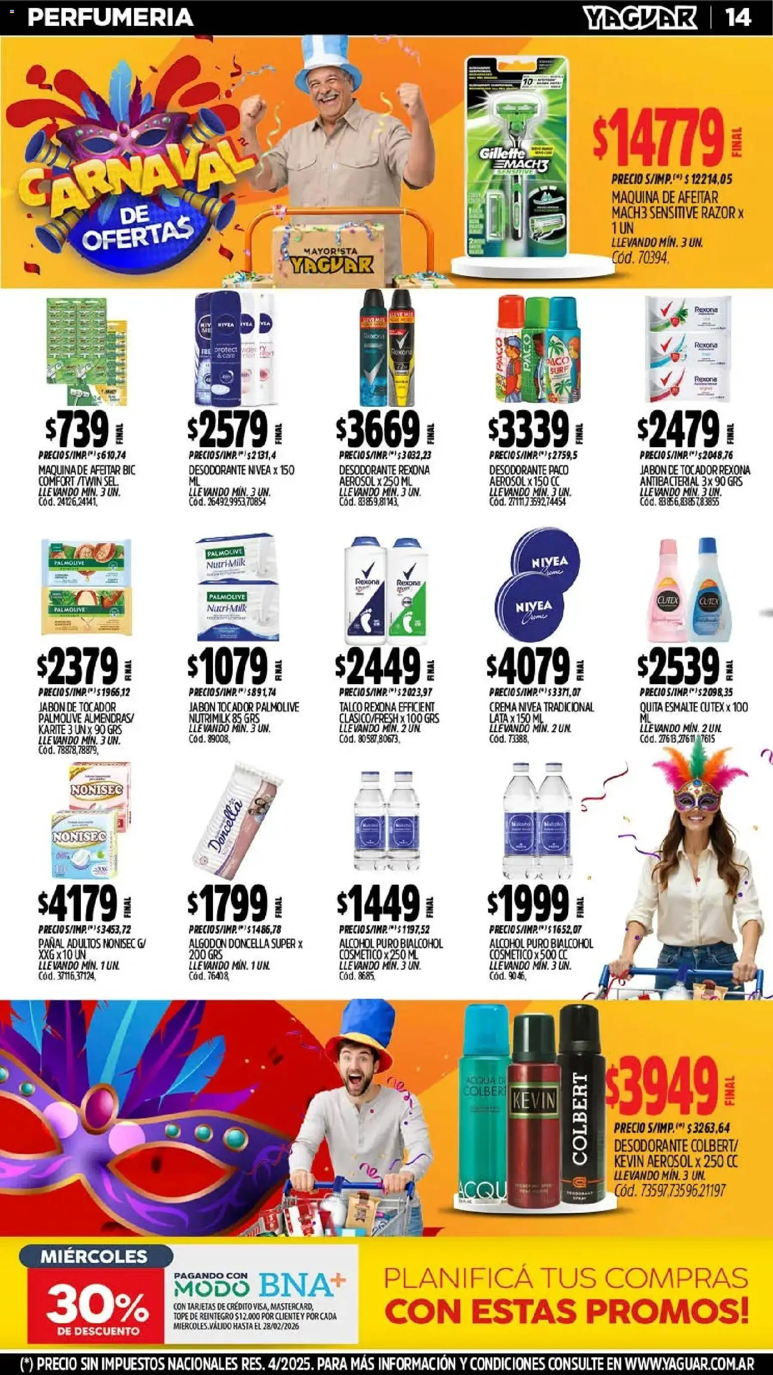 Yaguar - Oferta Semanal Neuquen │ válido desde el 16.02.2026 | Página: 14 | Productos: Algodón, Jabón, Desodorante, Crema