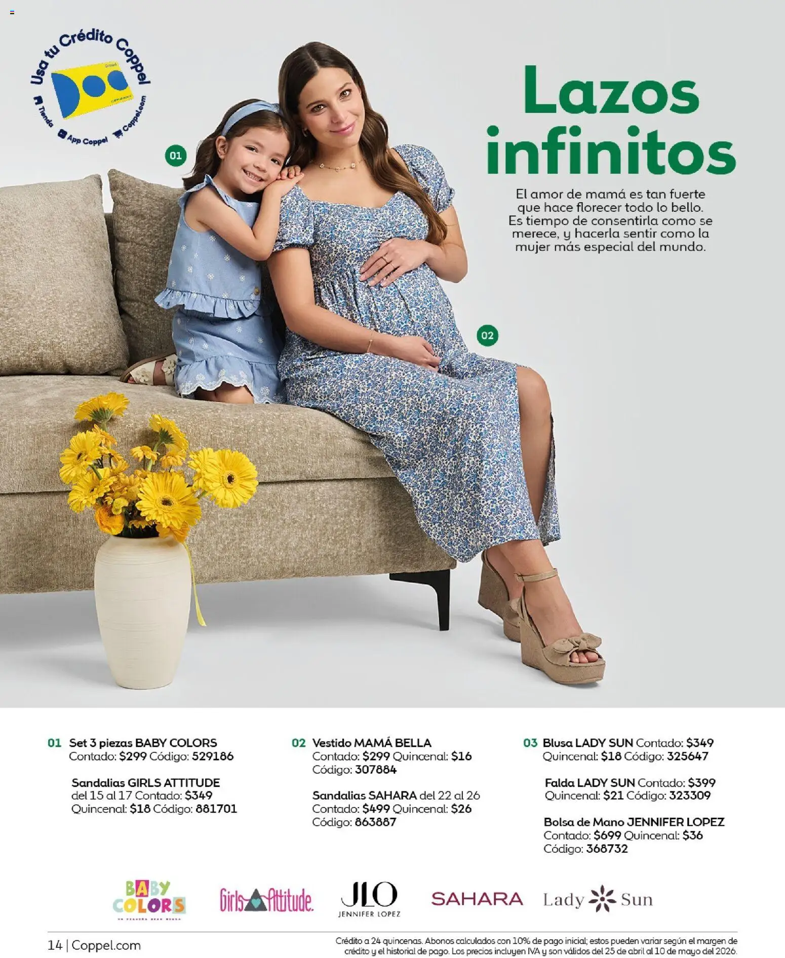 Nuevas ofertas de Coppel válidas en toda la República Mexicana desde el 25.04.2026. ¡Encuentra las mejores ofertas en Coppel catálogo Los regalos que mamá siempre quiere! | Página: 14 | Productos: Blusa, Bolsa, Vestido, Falda