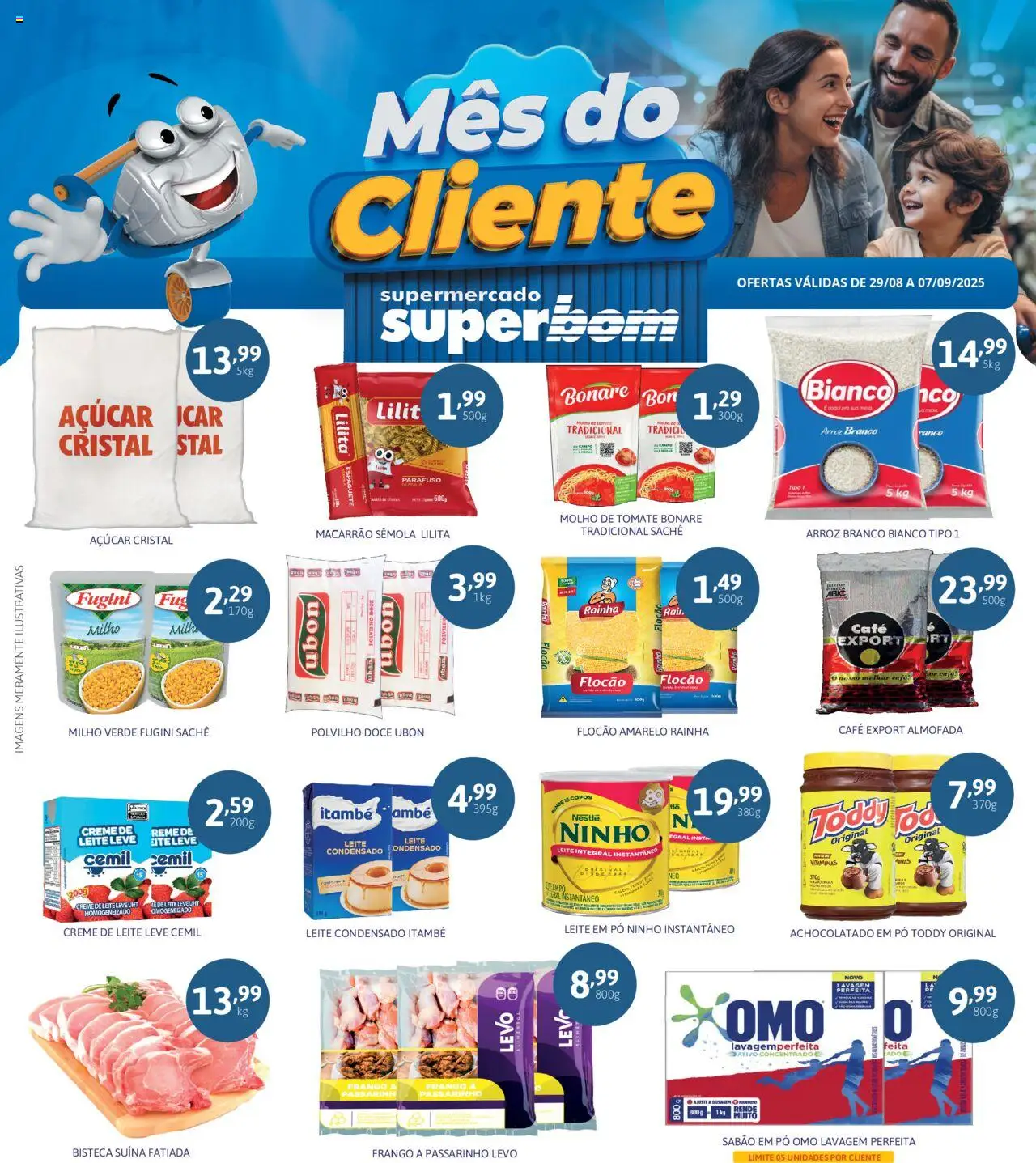 Superbom Folheto - válido de 29.08.2025 | Página: 1 | Produtos: Milho verde, Café, Macarrão, Sabão em pó omo
