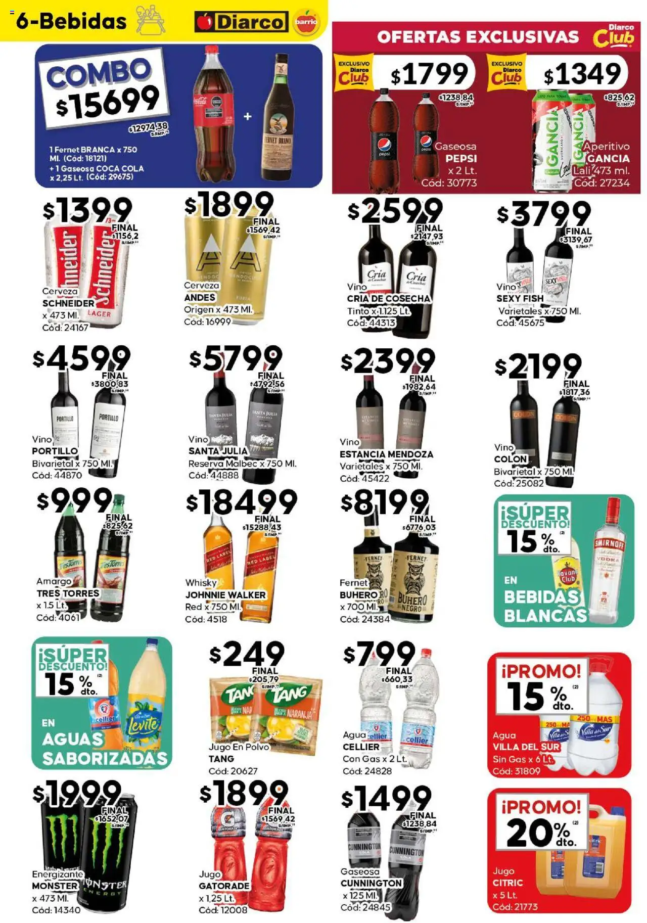 Diarco - Ofertas Diarco Barrio │ válido desde el 15.09.2025 | Página: 6 | Productos: Fernet, Jugo, Vino, Cerveza