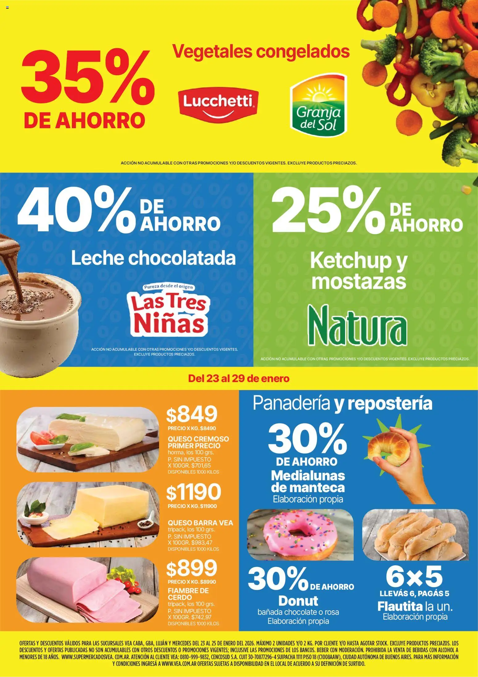 Vea - Ofertas fin de semana BsAs │ válido desde el 23.01.2026 | Página: 2 | Productos: Panadería, Leche, Queso, Cerdo