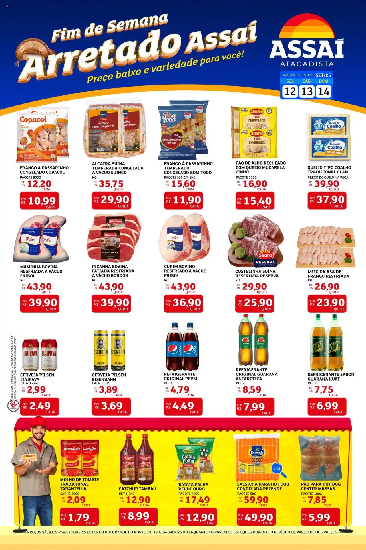 Assaí Atacadista Folheto - válido de 12.09.2025 | Página: 1 | Produtos: Alcatra, Pão, Baixo, Batata