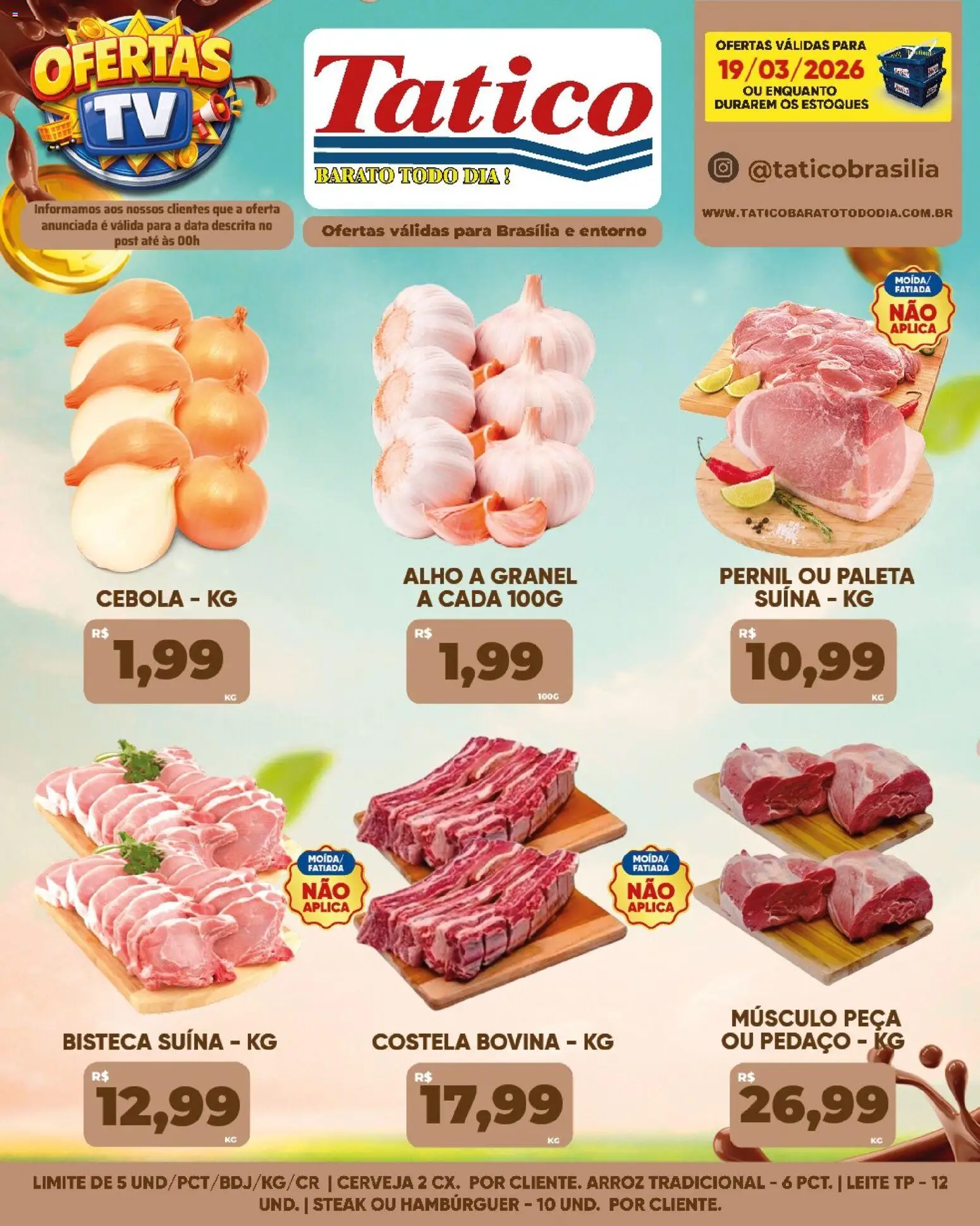 Tatico ofertas do Dia Folheto - válido de 19.03.2026 | Página: 8 | Produtos: Alho, Cerveja, Arroz, Hambúrguer