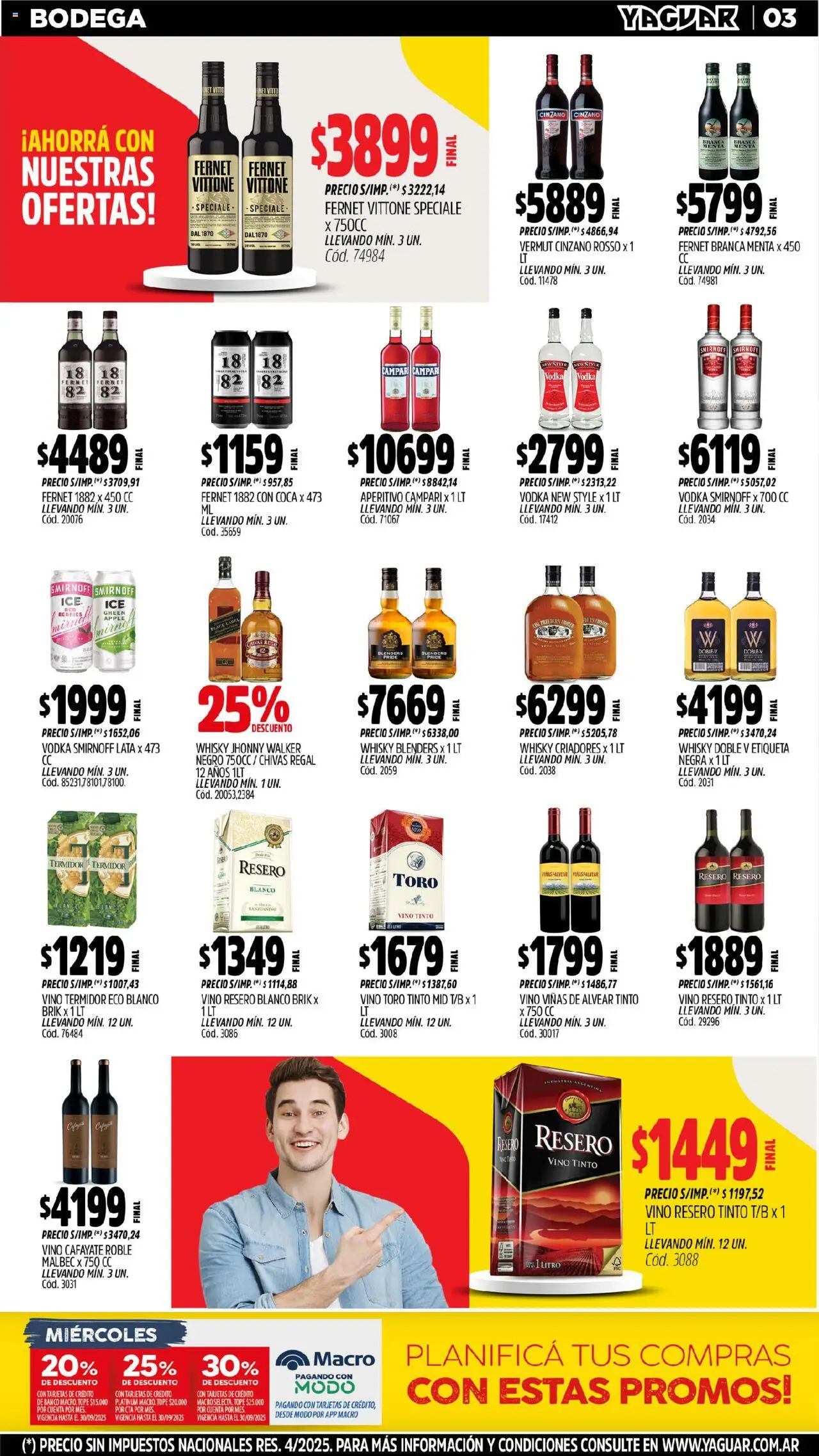 Yaguar - Córdoba │ válido desde el 15.09.2025 | Página: 4 | Productos: Whisky, Banco, Fernet, Vino