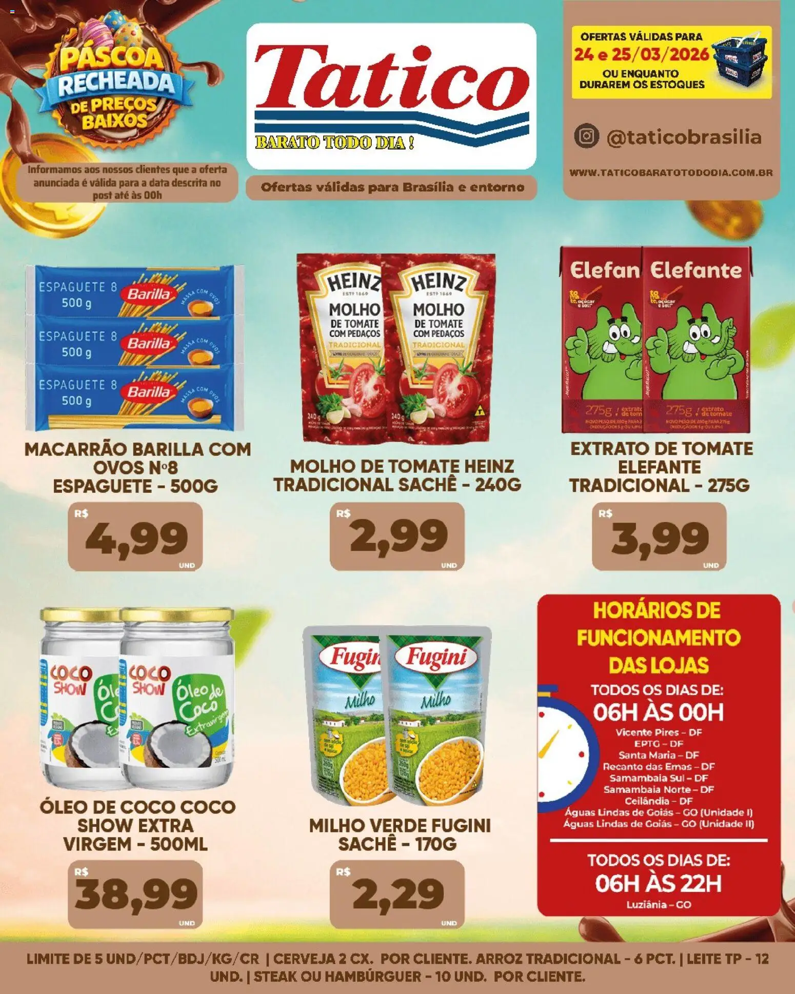 Tatico Folheto - válido de 26.03.2026 | Página: 22 | Produtos: Coco, Espaguete, Hambúrguer, Óleo de coco