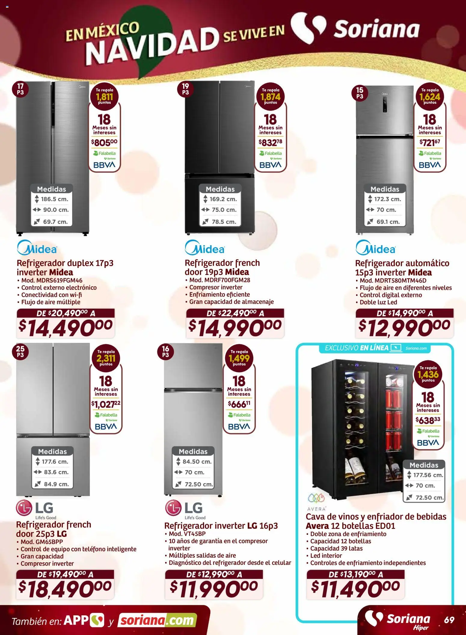 Nuevas ofertas de Soriana válidas en toda la República Mexicana desde el 11.12.2025. ¡Encuentra las mejores ofertas en Soriana - Preciazazaso Híper: Edo Mex, Gro, Hgo, Mor, Pue, Qto, Tlax, Ver! | Página: 69 | Productos: Refrigerador, Cava, Té, Teléfono