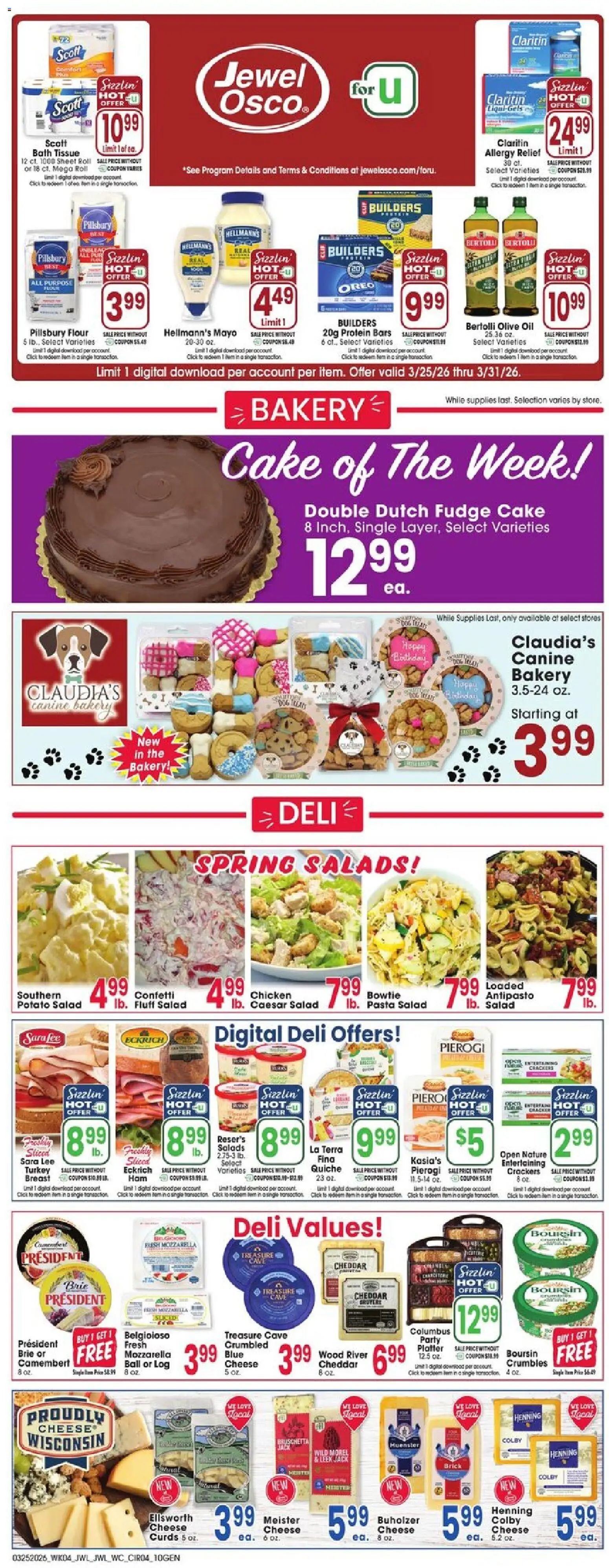 Jewel Osco Weekly Ad - IA - valid from 25.03.2026 | Page: 4 | Products: Bakery, Cheese, Pasta, Sheet