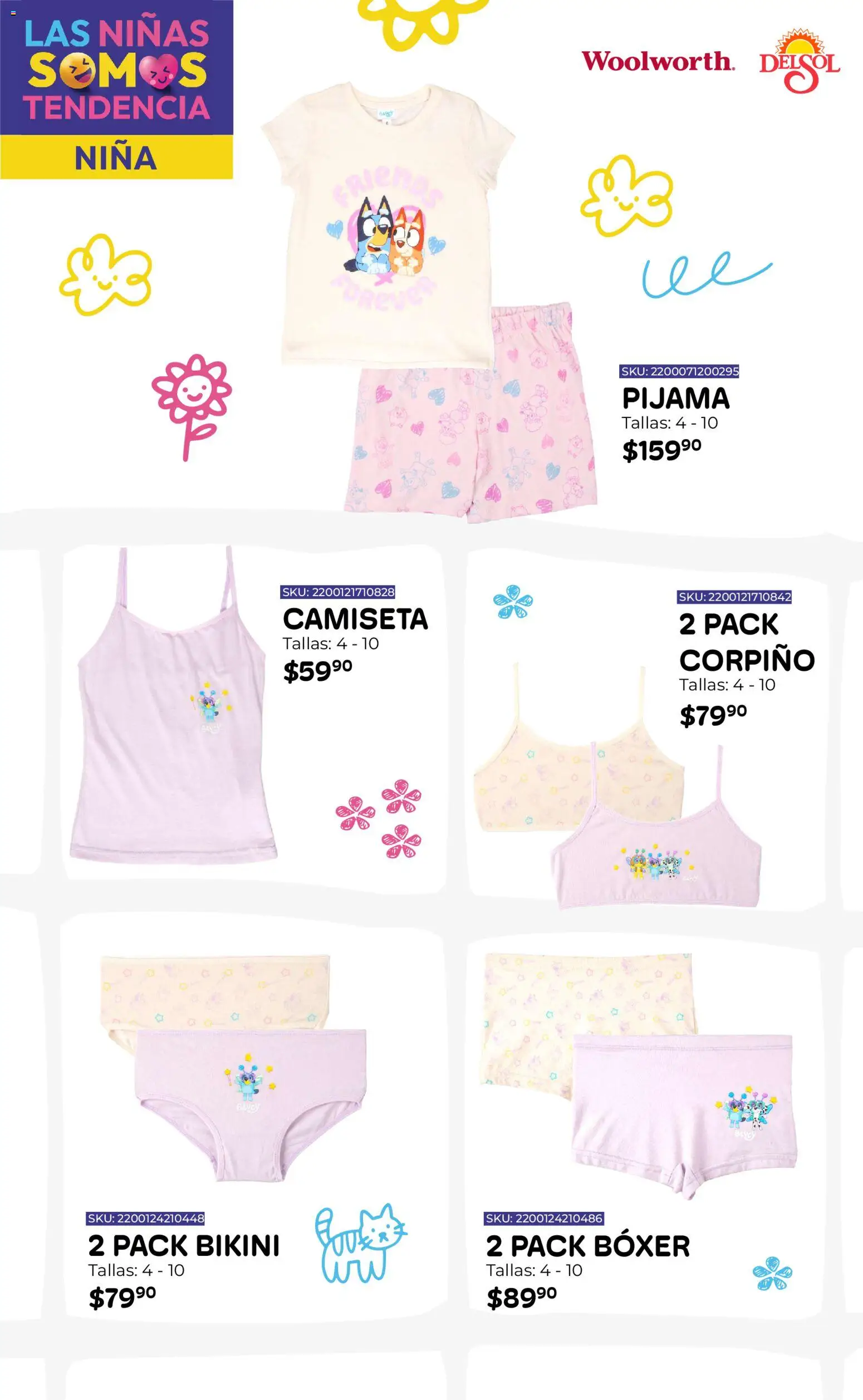 Nuevas ofertas de Del Sol y Woolworth válidas en toda la República Mexicana desde el 16.04.2026. ¡Encuentra las mejores ofertas en Del Sol y Woolworth katalog Moda Niños 2026! | Página: 17 | Productos: Pijama, Corpiño, Bikini, Camiseta