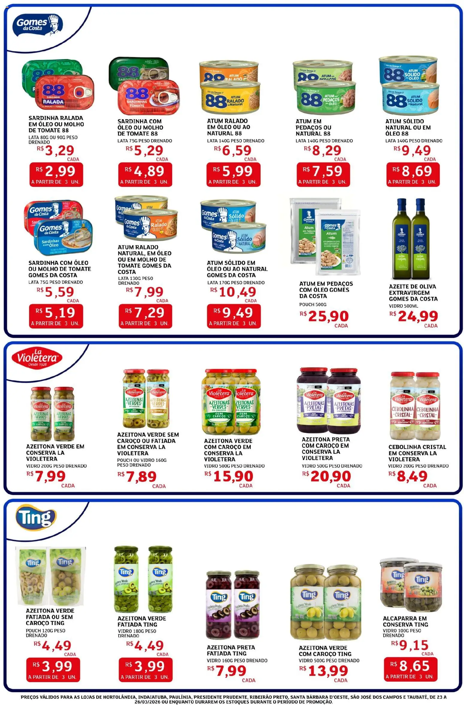 Assaí Atacadista Folheto - válido de 23.03.2026 | Página: 2 | Produtos: Azeitonas, Gomes da costa, Sardinha, Atum