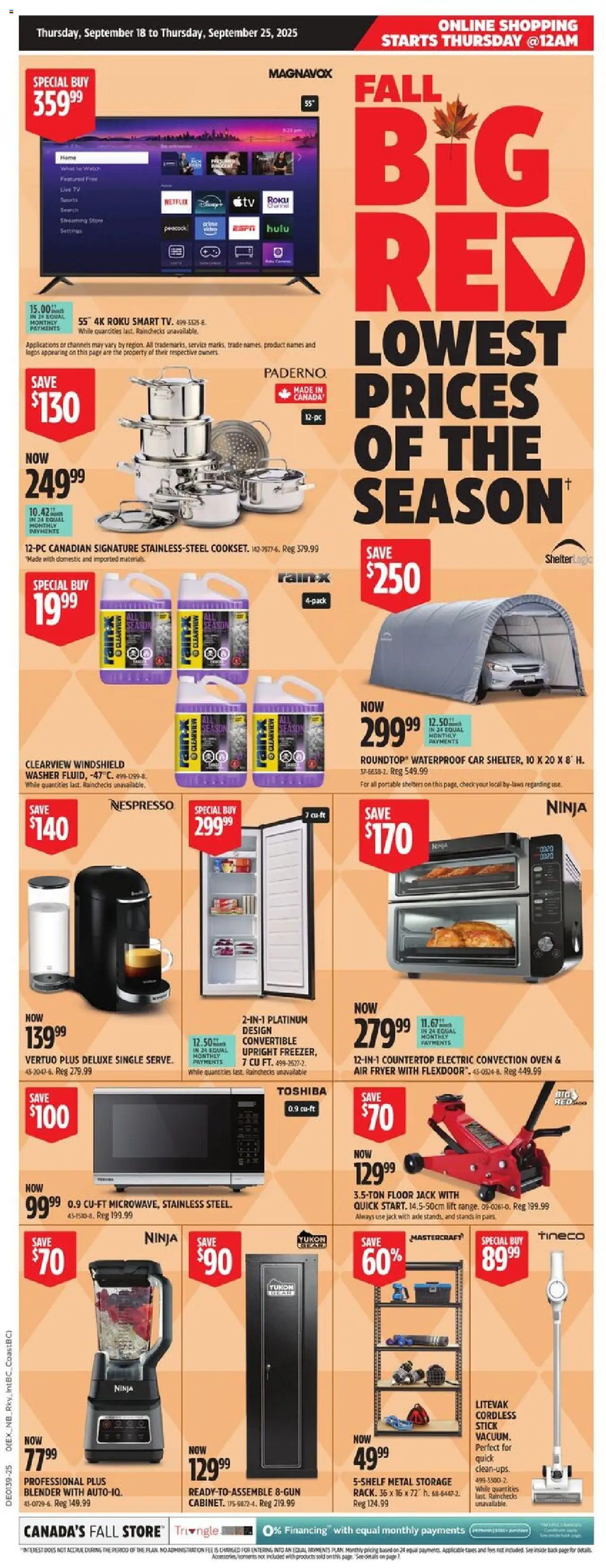 Canadian Tire flyer valid from 18.09.2025 | Page: 3 | Products: Watch, Tv, Oven, Fryer
