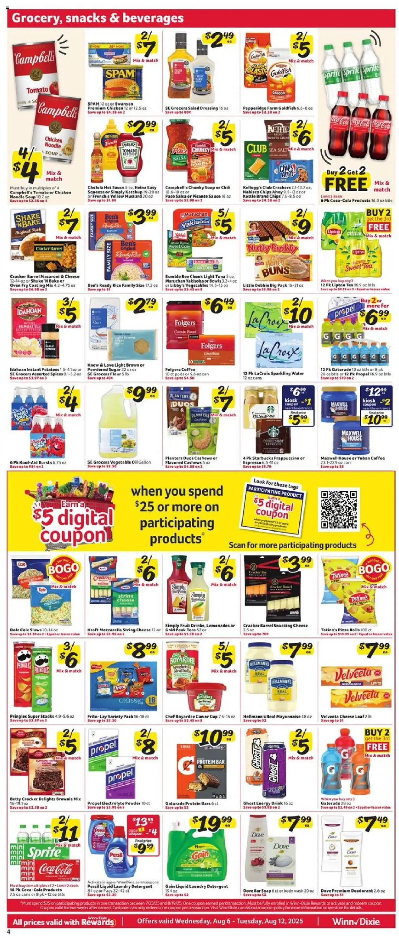 Winn Dixie Weekly Ad - valid from 06.08.2025 | Page: 5 | Products: Oil, Tea, Chips, Sugar