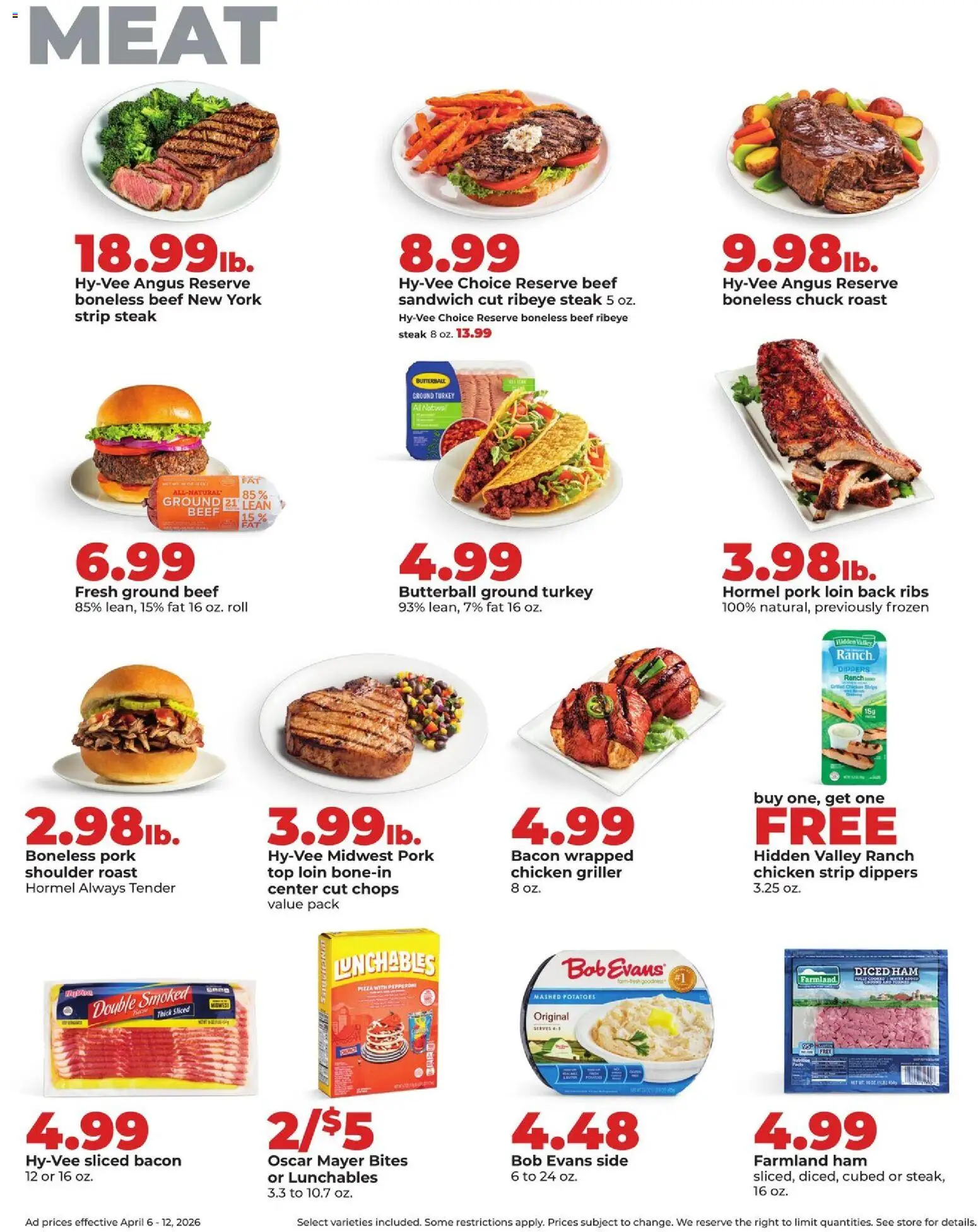 HyVee Weekly Ad - valid from 06.04.2026 | Page: 13 | Products: Pork, Beef, Potatoes, Water