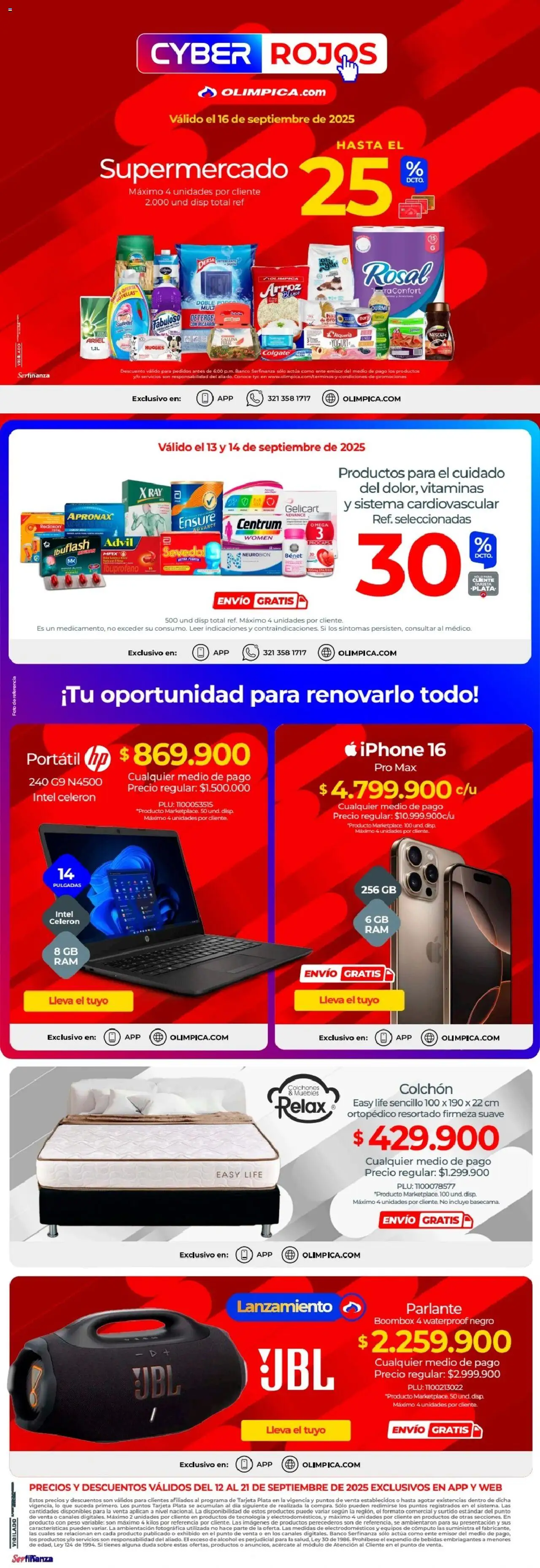 Olímpica revista - valida desde el 12.09.2025 | Página: 2 | Productos: Arroz, Sobre, Detergente, Parlante