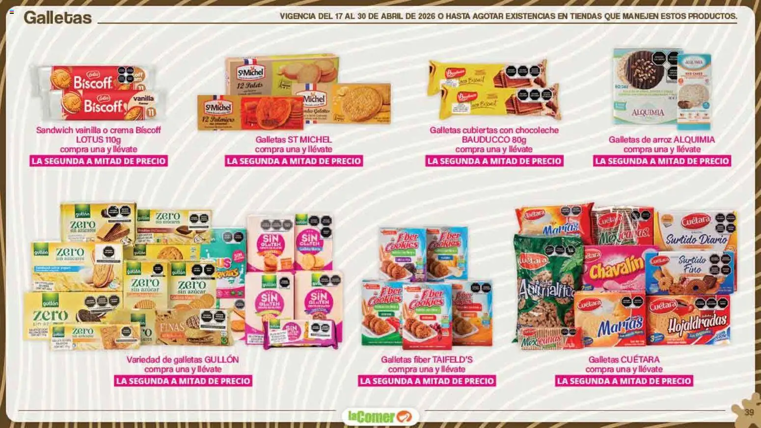 Nuevas ofertas de La Comer válidas en toda la República Mexicana desde el 17.04.2026. ¡Encuentra las mejores ofertas en La Comer folleto Día del Niño! | Página: 39 | Productos: Azúcar, Crema, Arroz, Galletas