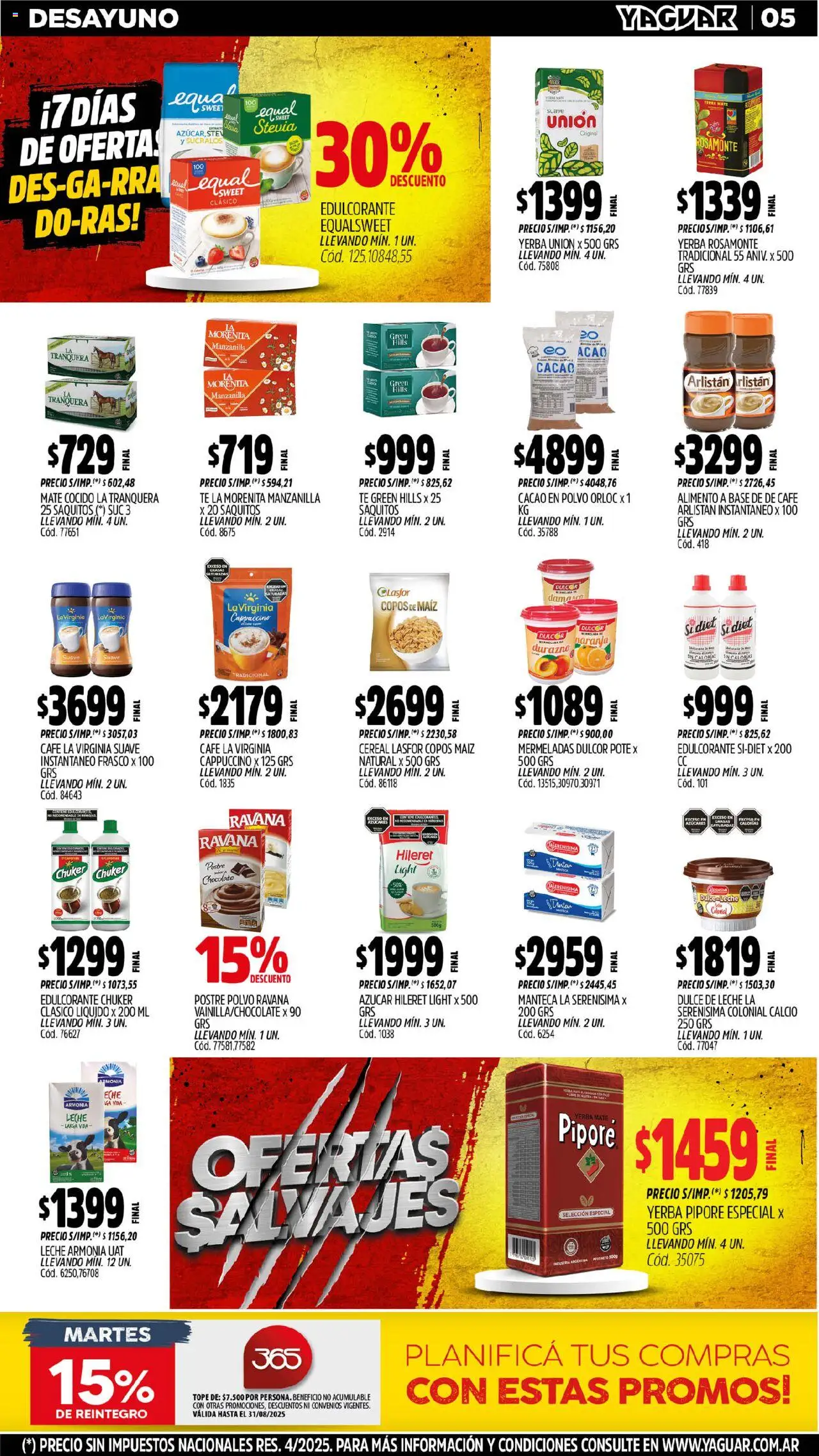 Yaguar - Neuquén │ válido desde el 04.08.2025 | Página: 5 | Productos: Yerba, Durazno, Polvo, Mate cocido
