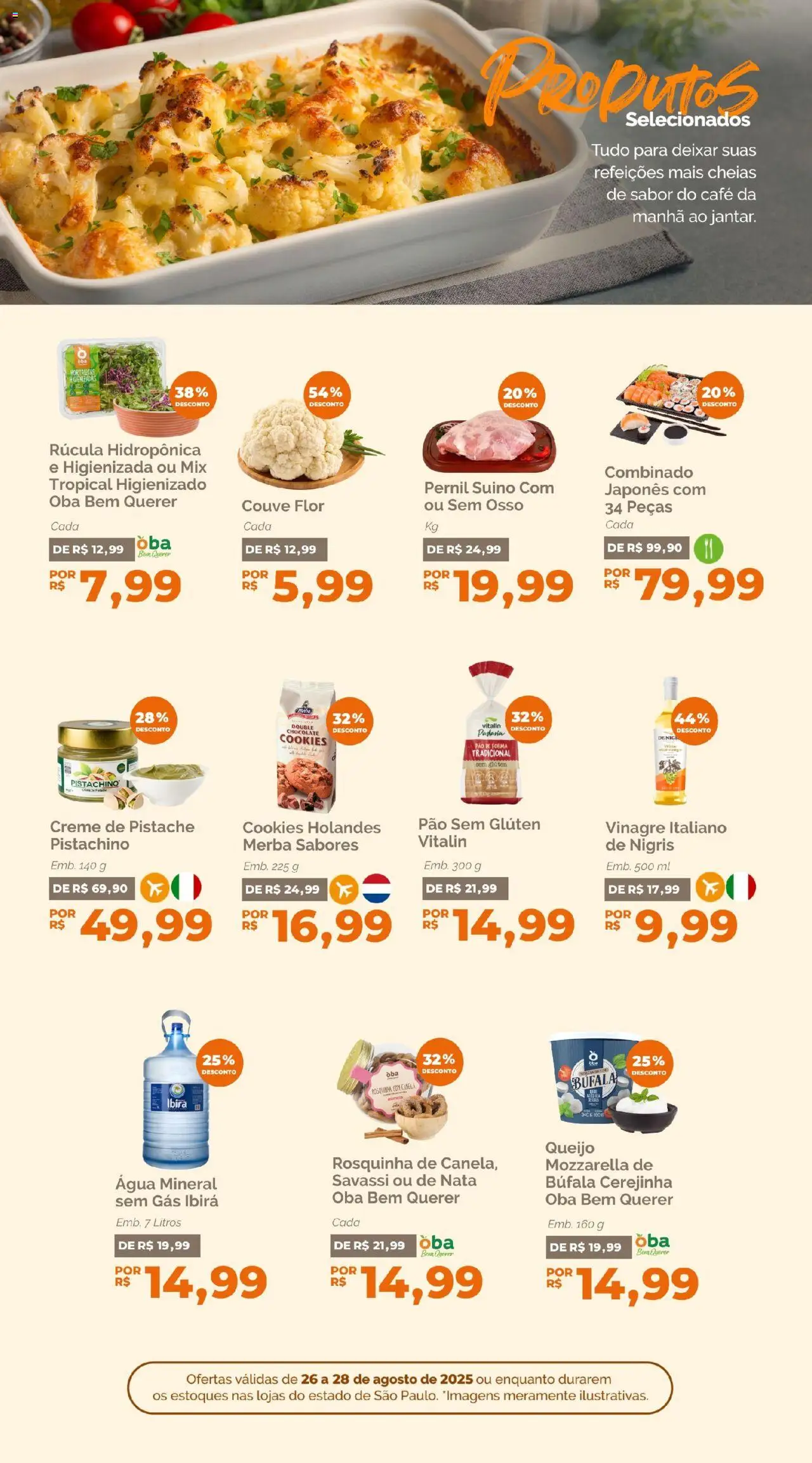 Oba Hortifruti Folheto - válido de 26.08.2025 | Página: 6 | Produtos: Rúcula, Queijo, Nata, Canela